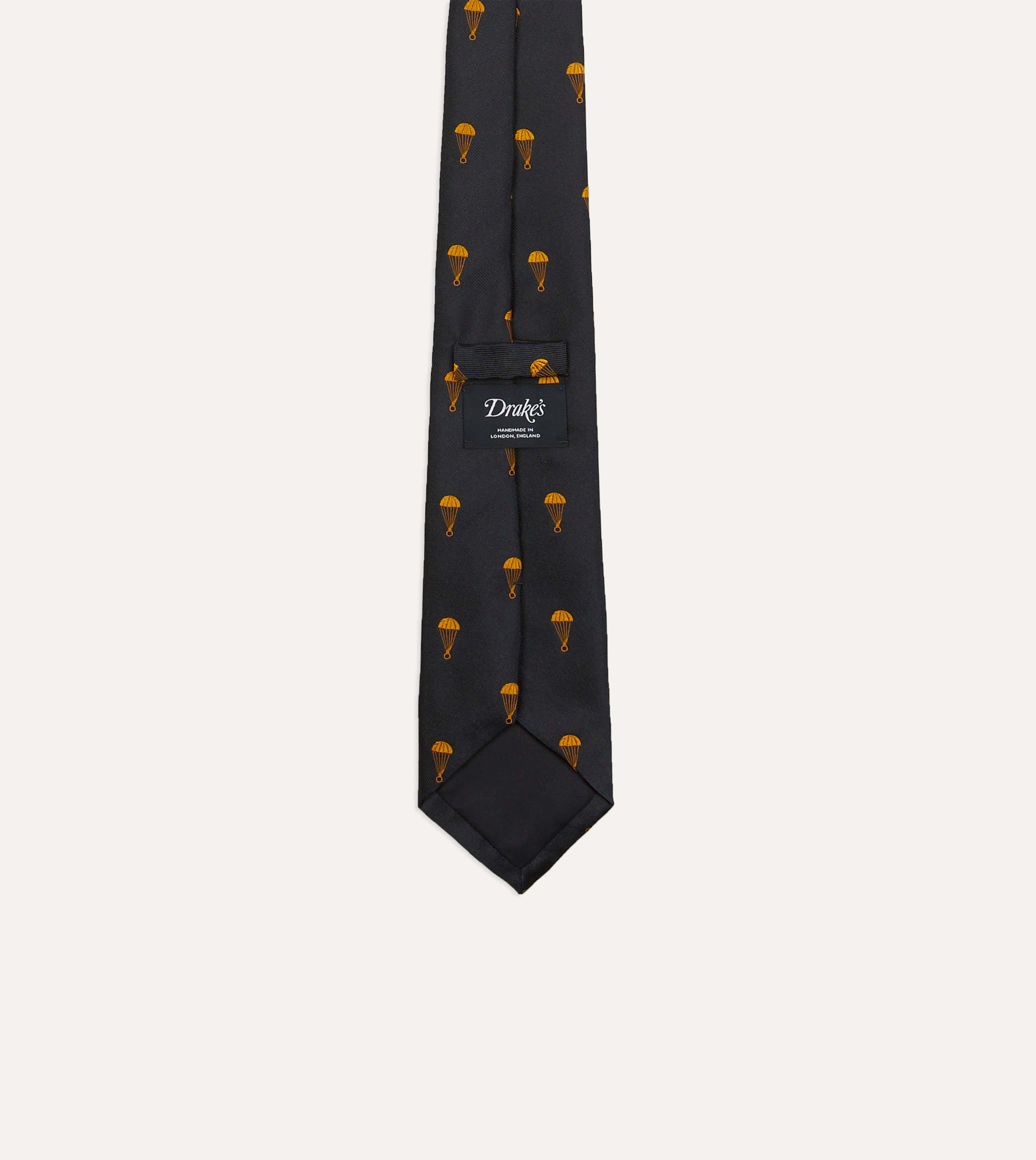 Black and Gold Parachute Motif Silk Tipped Tie - Image 3