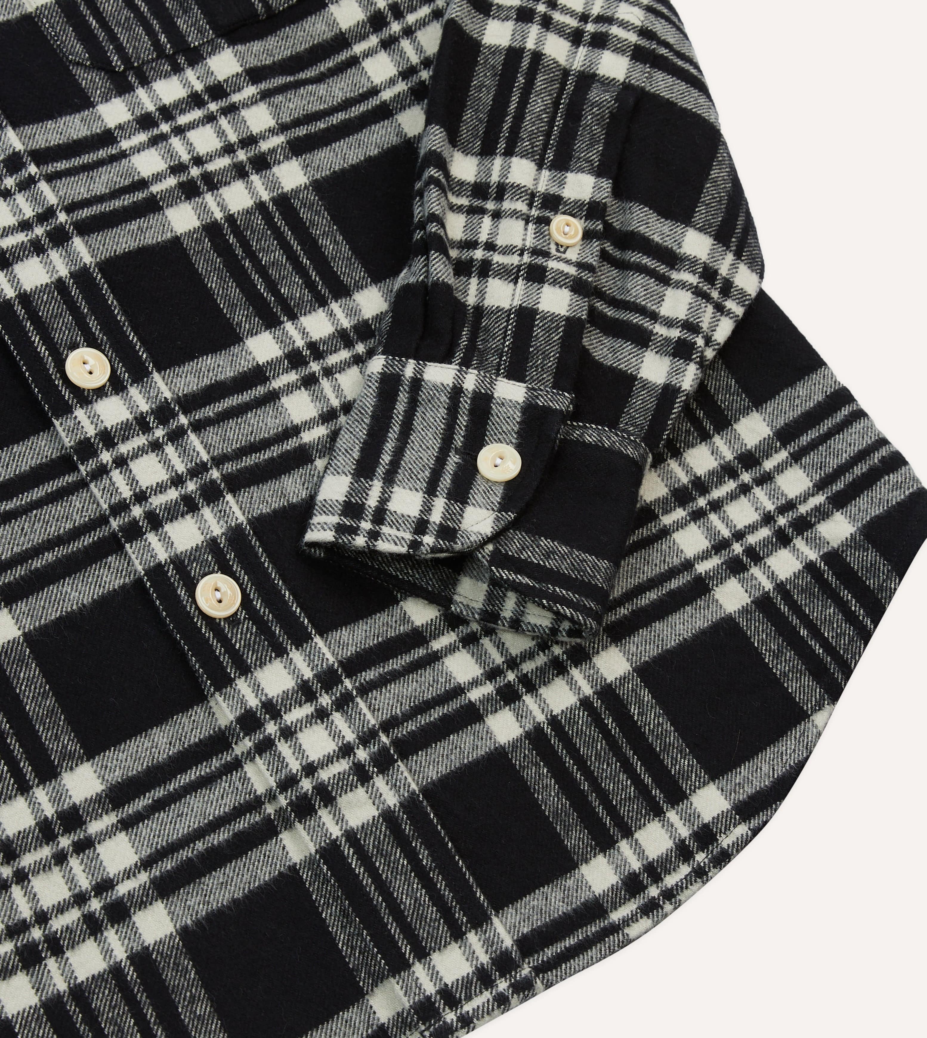 Black Check Cotton Two-Pocket Work Shirt - Image 5