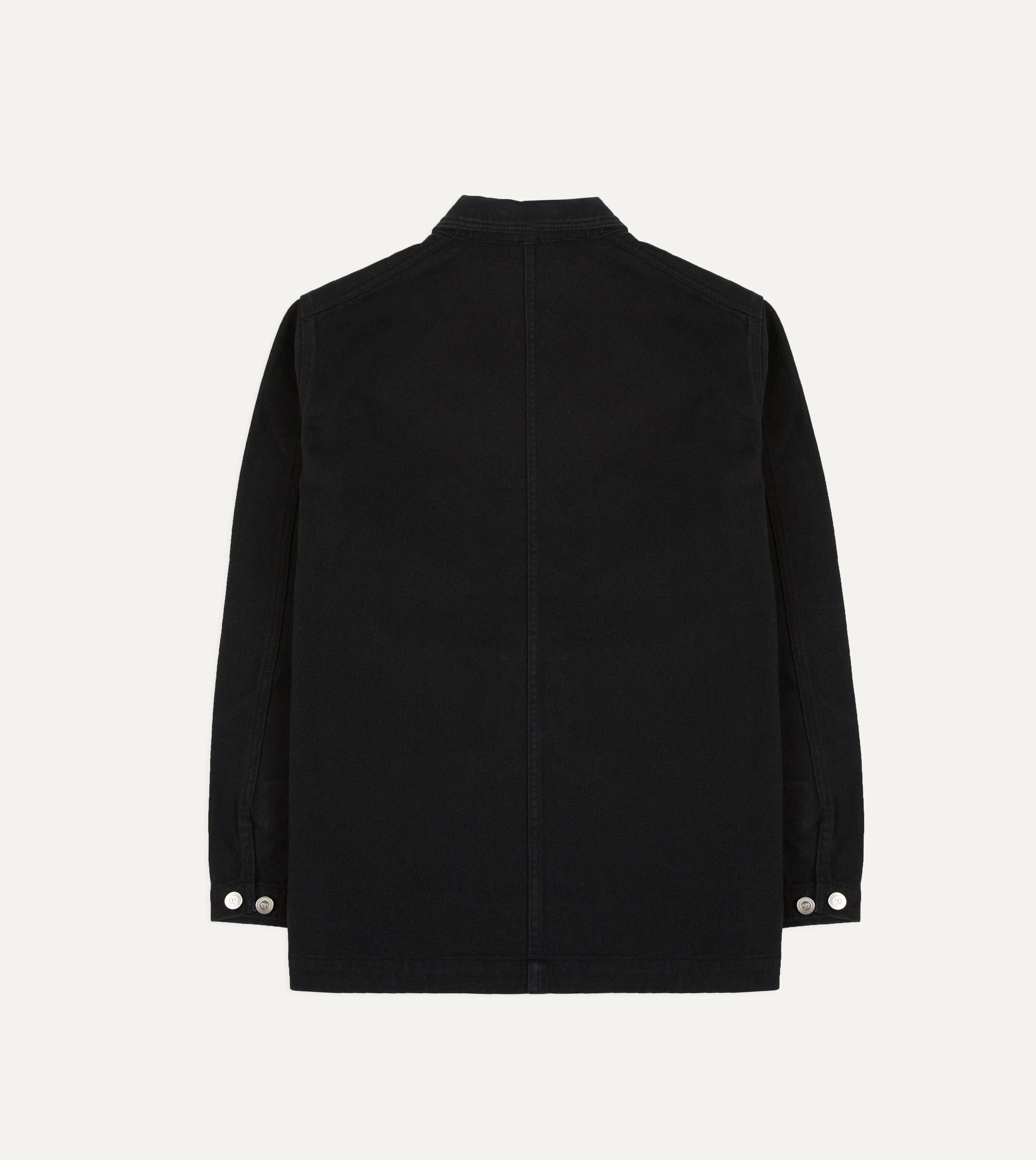 Black Heavy Twill Cotton Five-Pocket Chore Jacket - Image 9