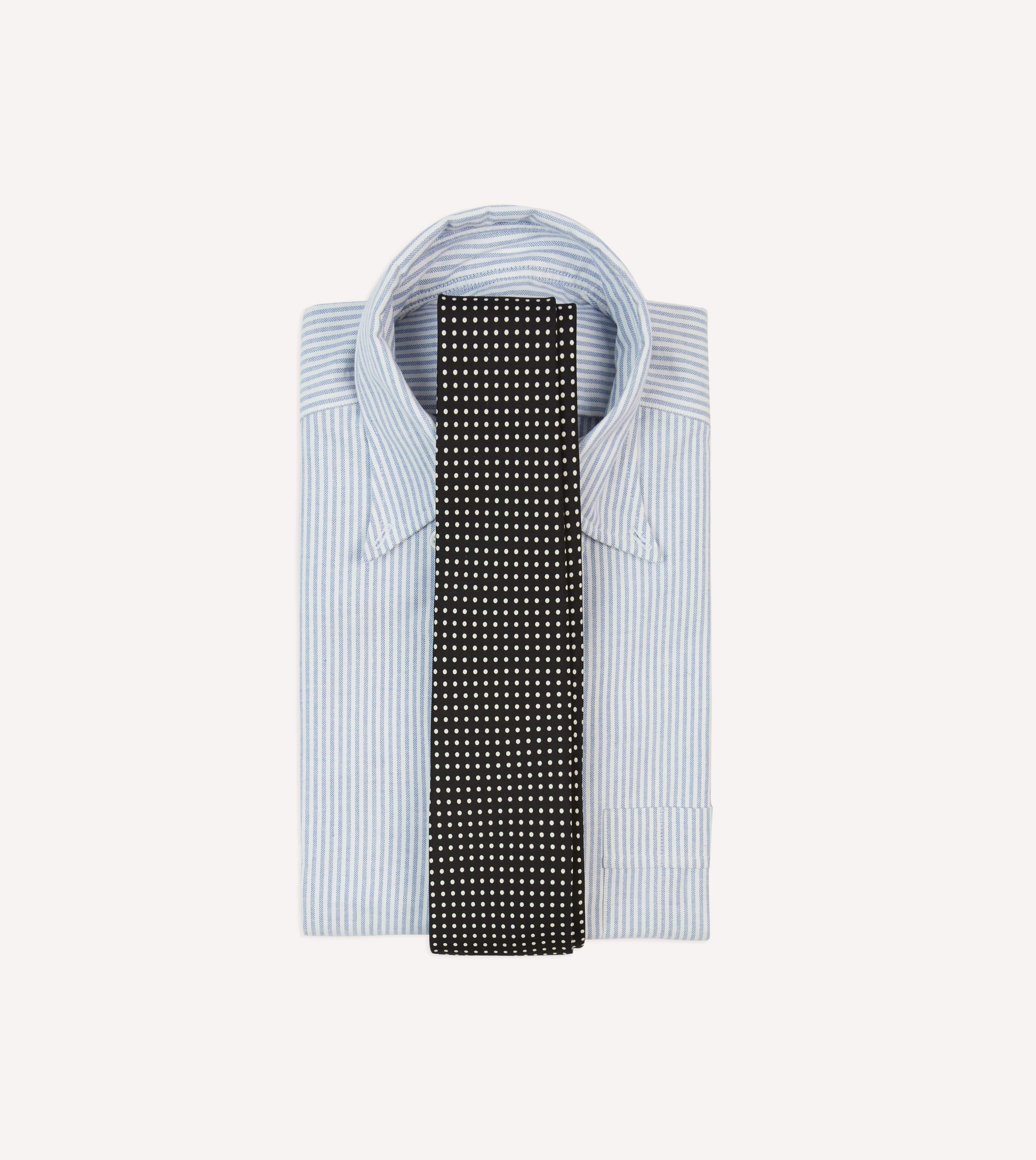 Black Small Spot Silk Self-Tipped Tie - Image 2