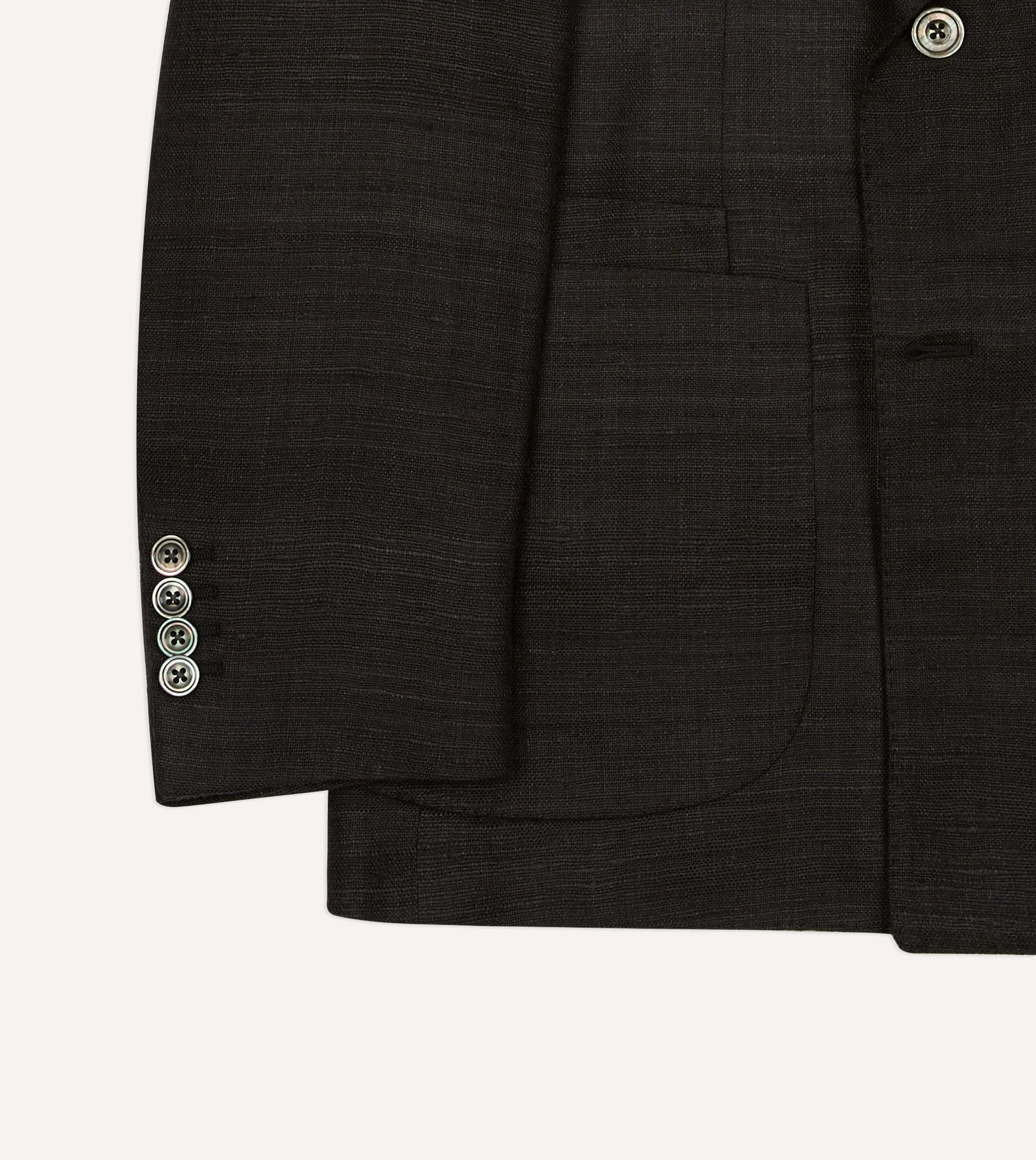 Black Tussah Silk Double-Breasted Evening Jacket - Image 6