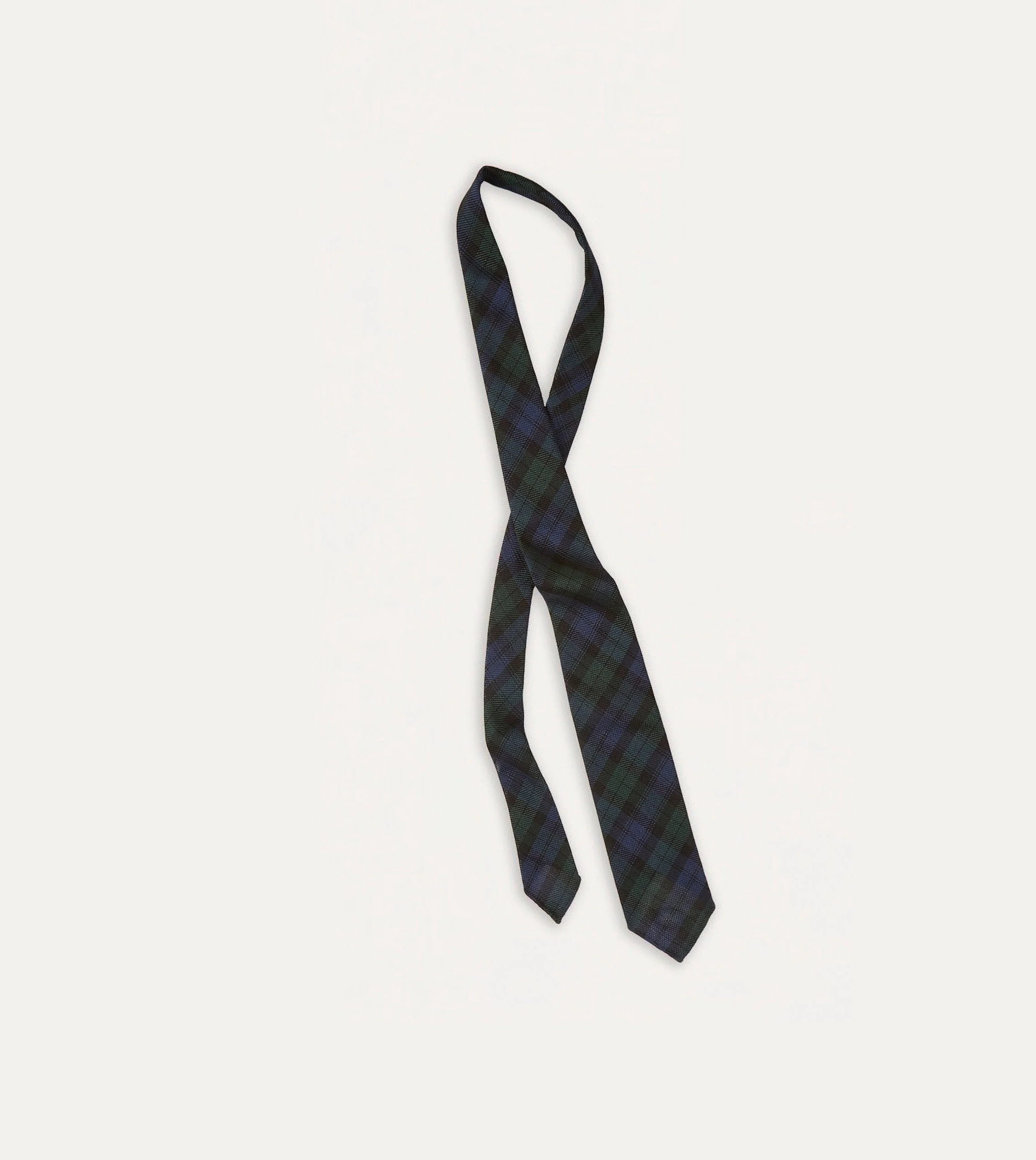 Blackwatch Fine Woven Grenadine Silk Hand Rolled Tie - Image 4