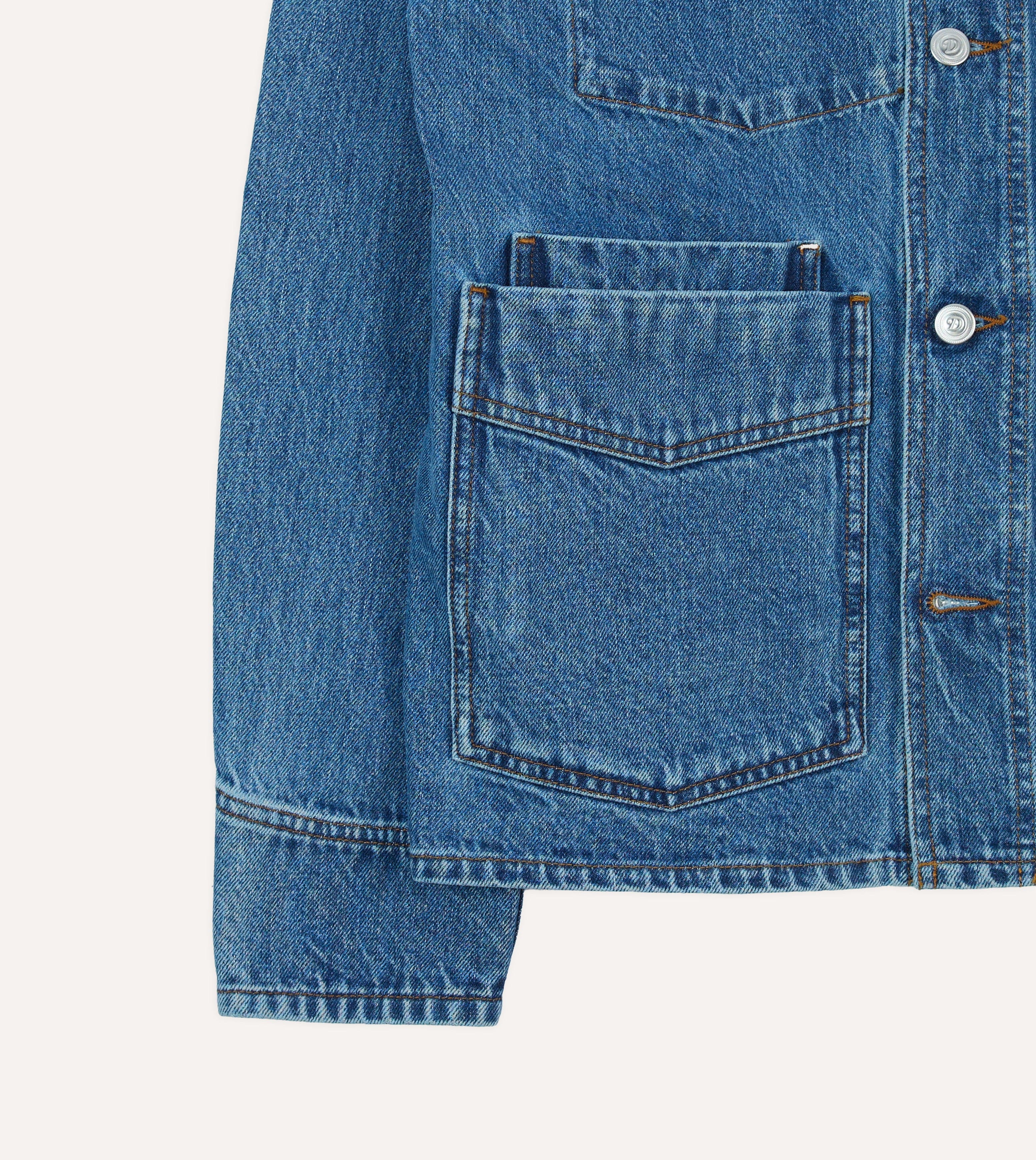 Bleach Wash Denim Work Jacket - Image 6