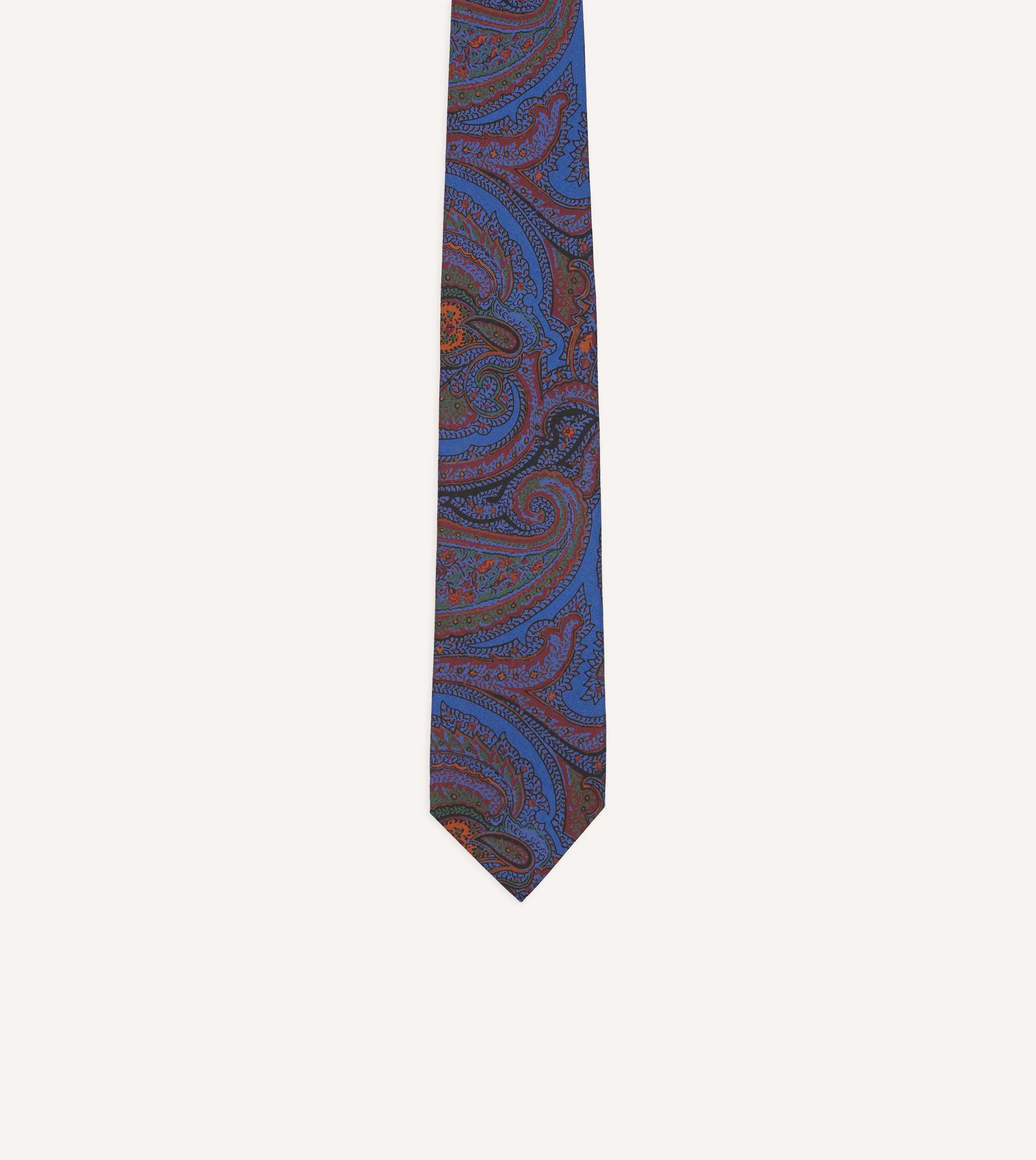 Blue Acanthus Print Silk Self Tipped Tie - Image 3