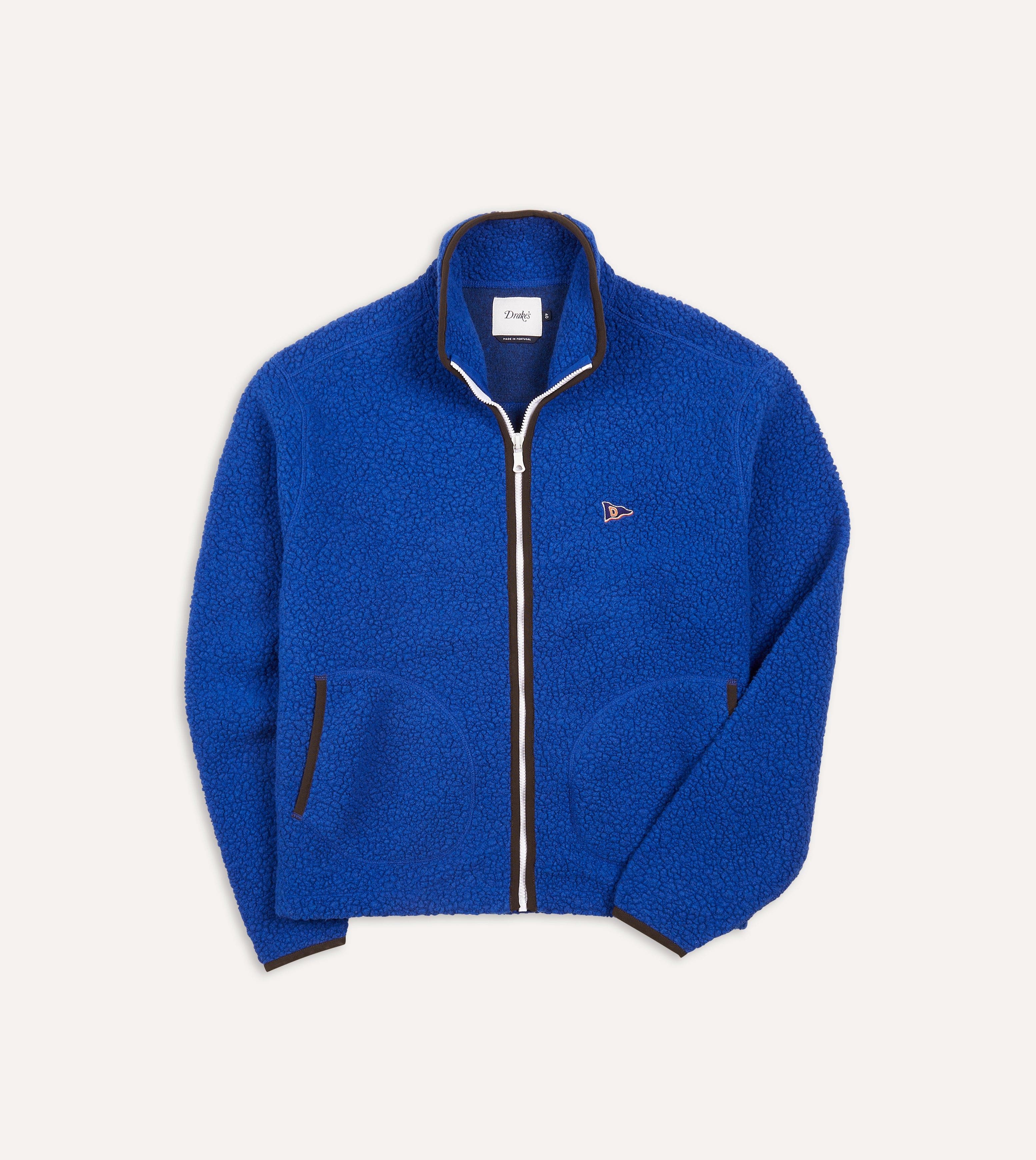 Blue Boucle Wool Zip Fleece Jacket - Image 3