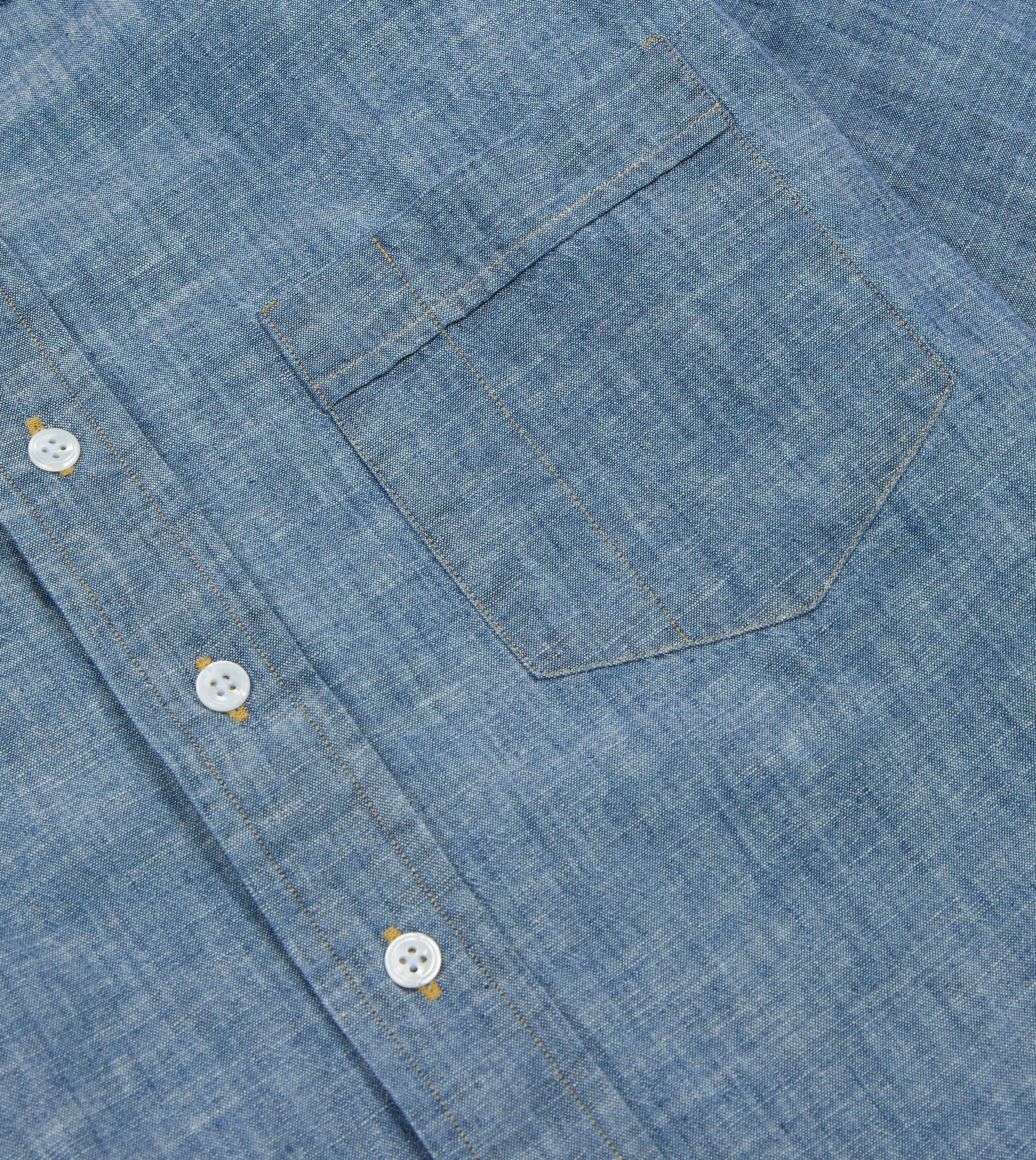 Blue Chambray Long Point Collar Shirt - Image 4