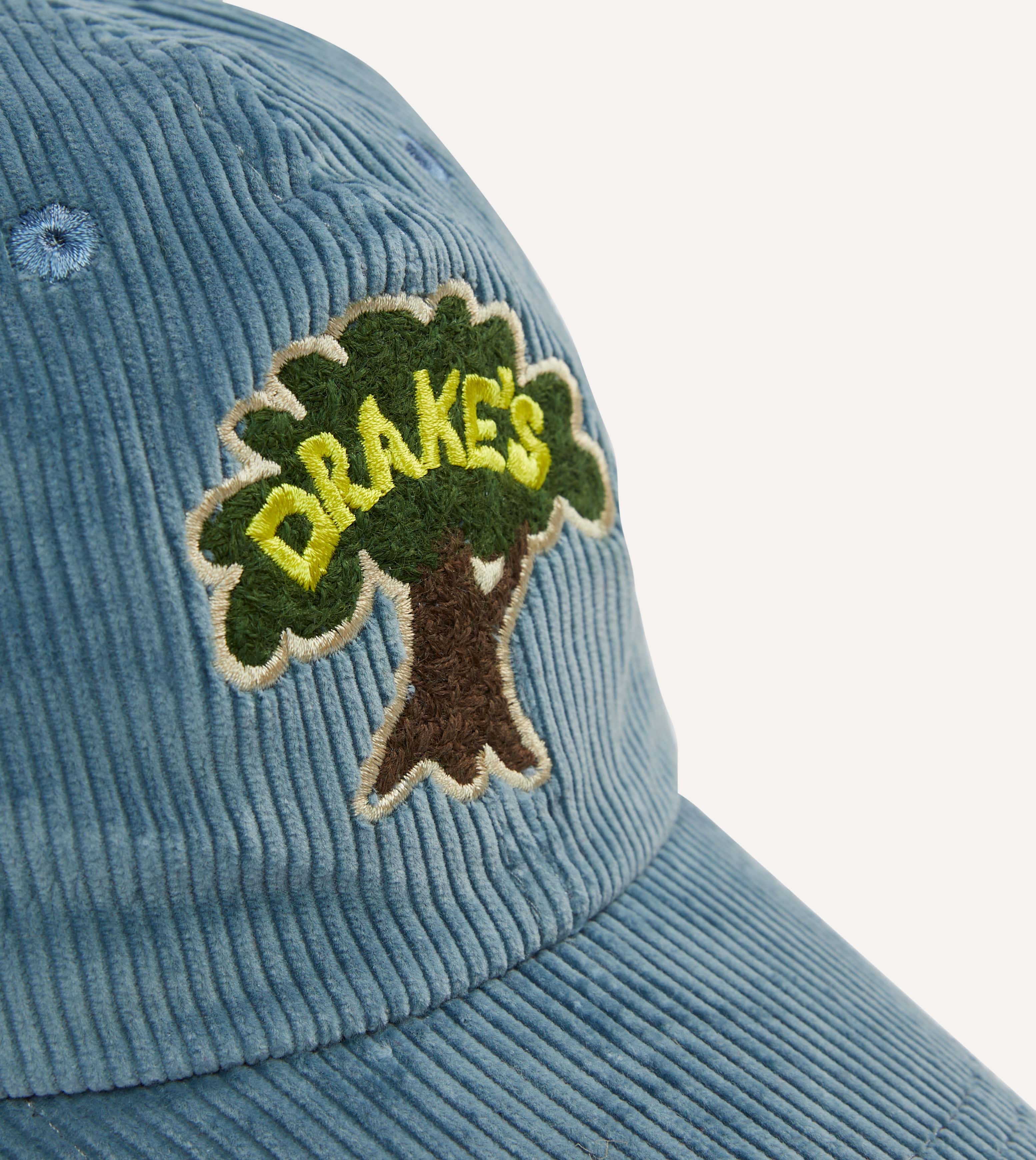 Blue Tree Emblem Cotton Corduroy Baseball Cap - Image 3