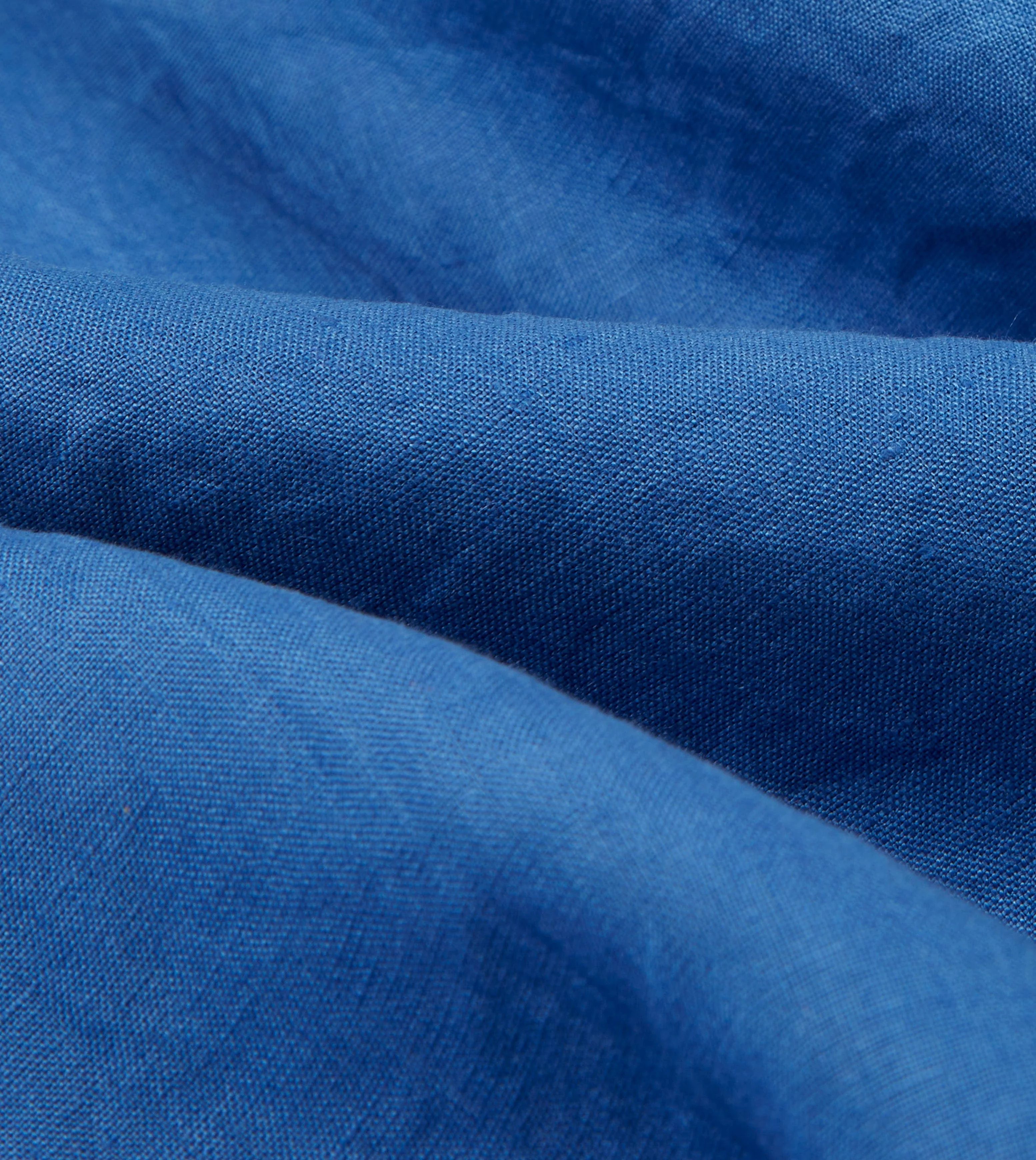 Bright Navy Linen Spread Collar Shirt - Image 2