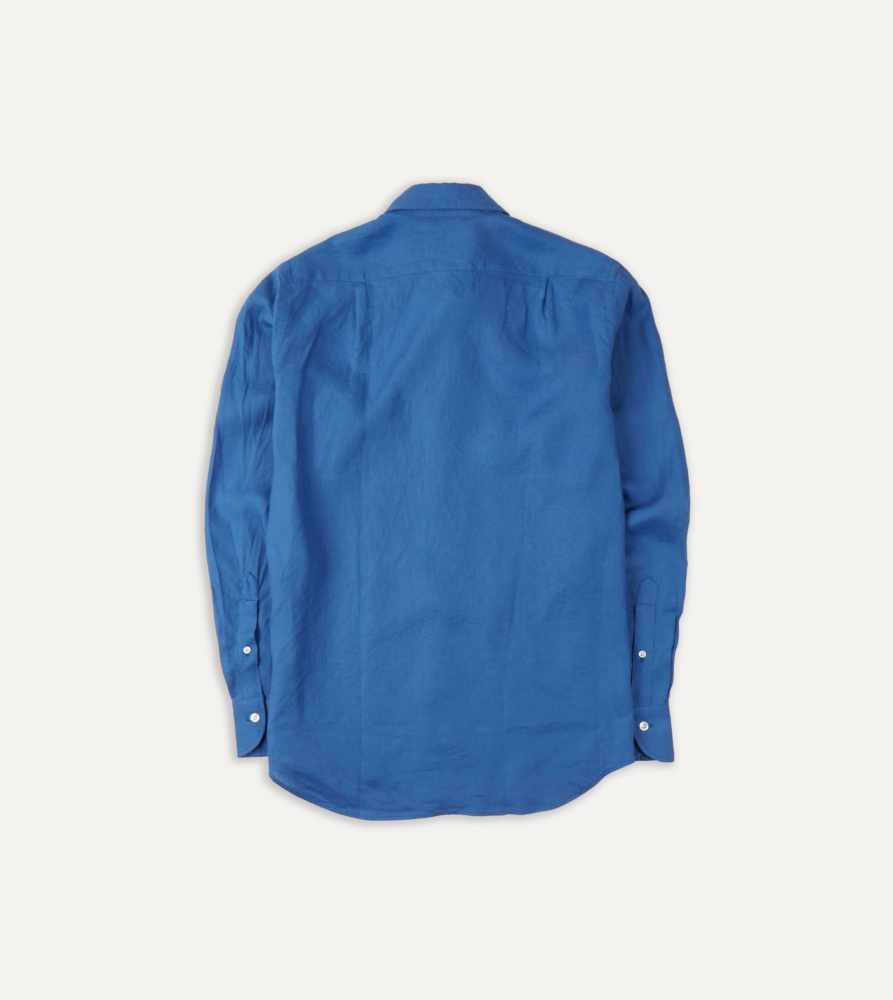 Bright Navy Linen Spread Collar Shirt - Image 3