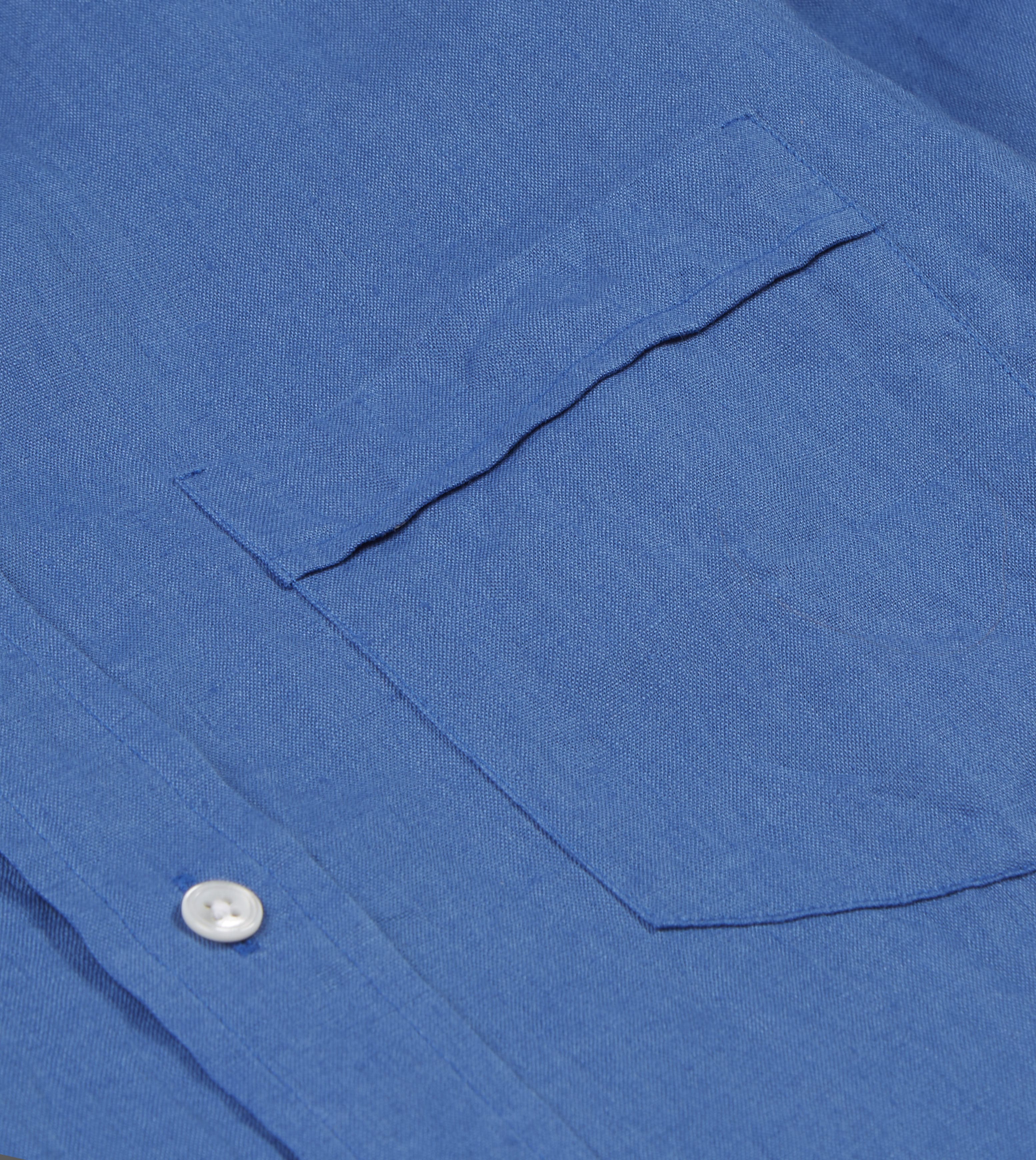Bright Navy Linen Spread Collar Shirt - Image 5