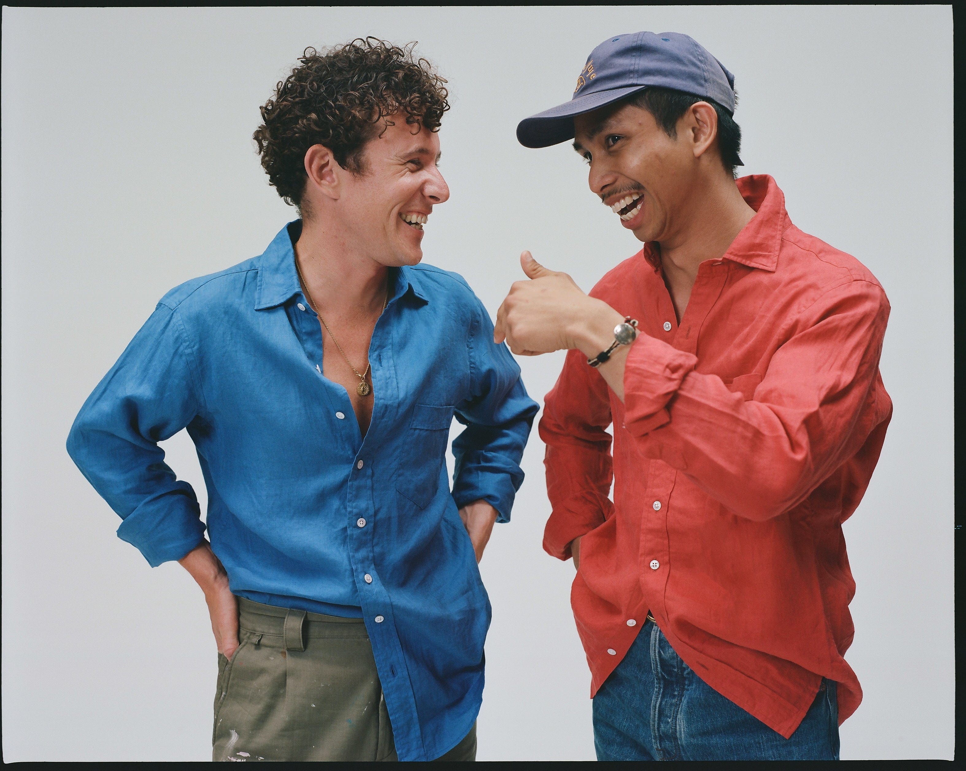 Bright Navy Linen Spread Collar Shirt - Image 6