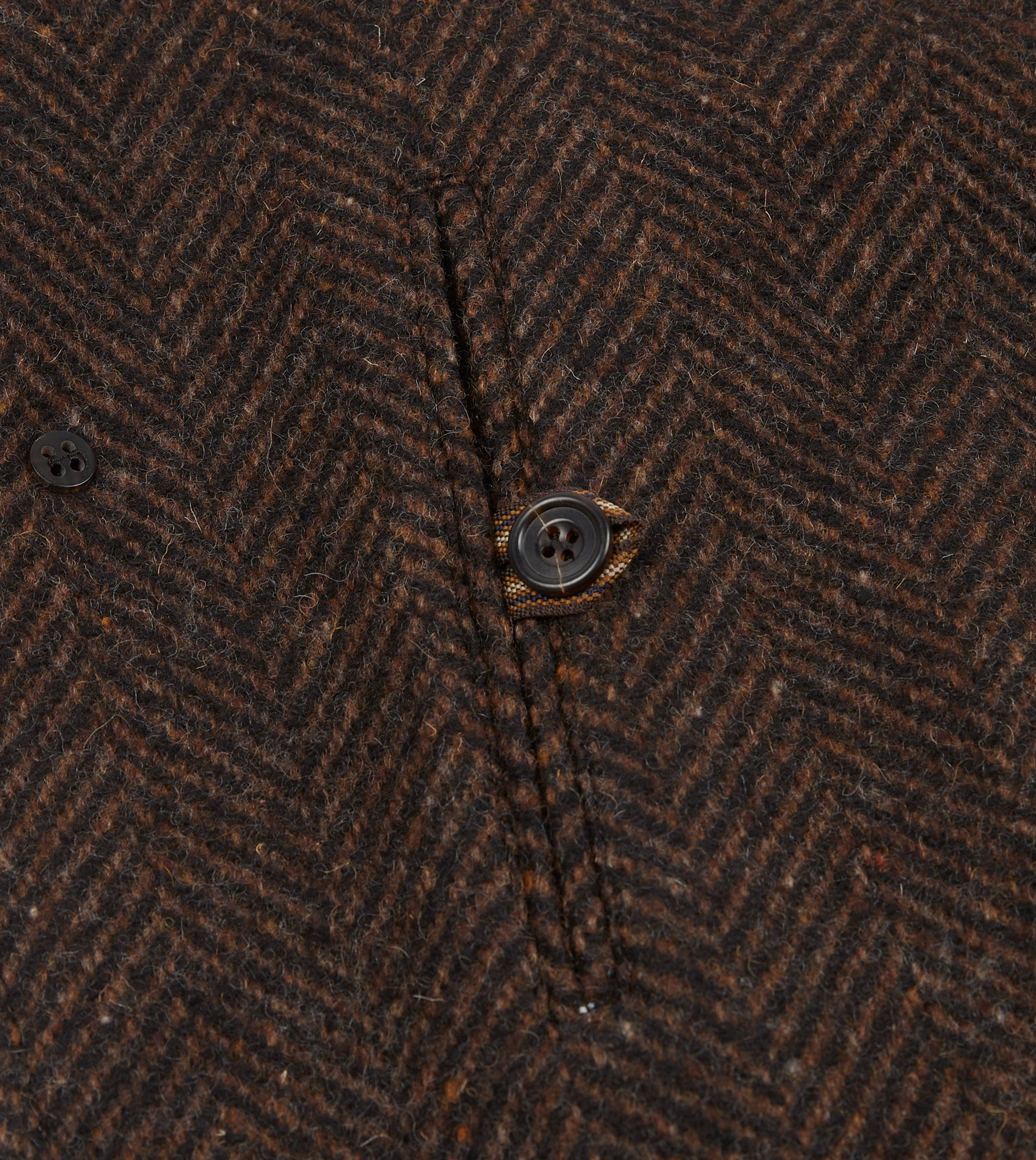 Brown Herringbone Wool Raglan Coat - Image 5