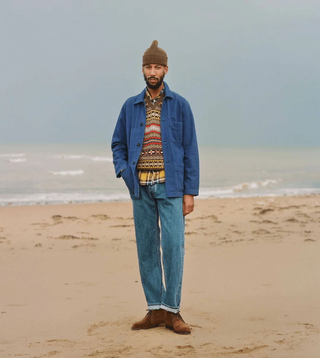Brown Lambswool Ribbed Knit Cap - Image 5