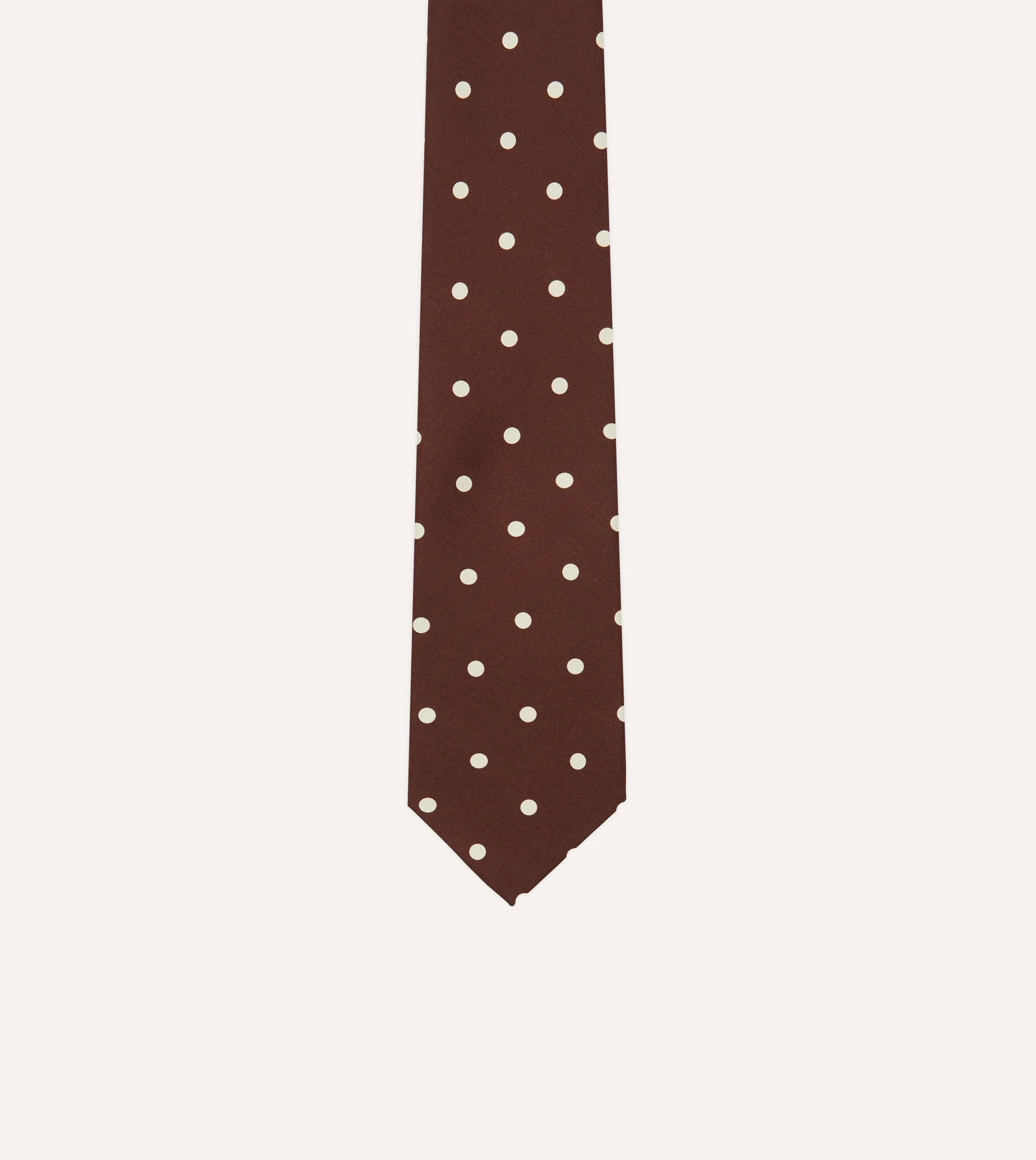 Brown Large Spot Silk Self-Tipped Tie - Image 3