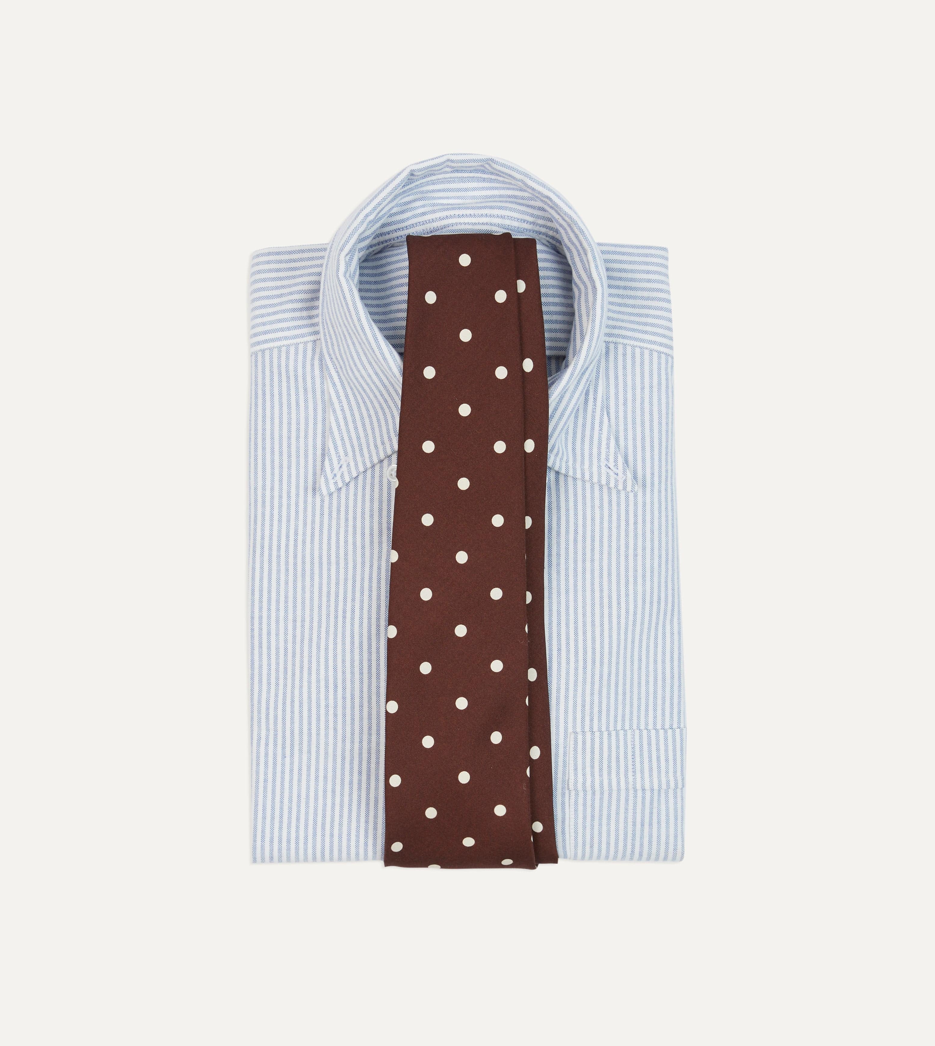 Brown Polka Dot Silk Self-Tipped Tie - Image 2