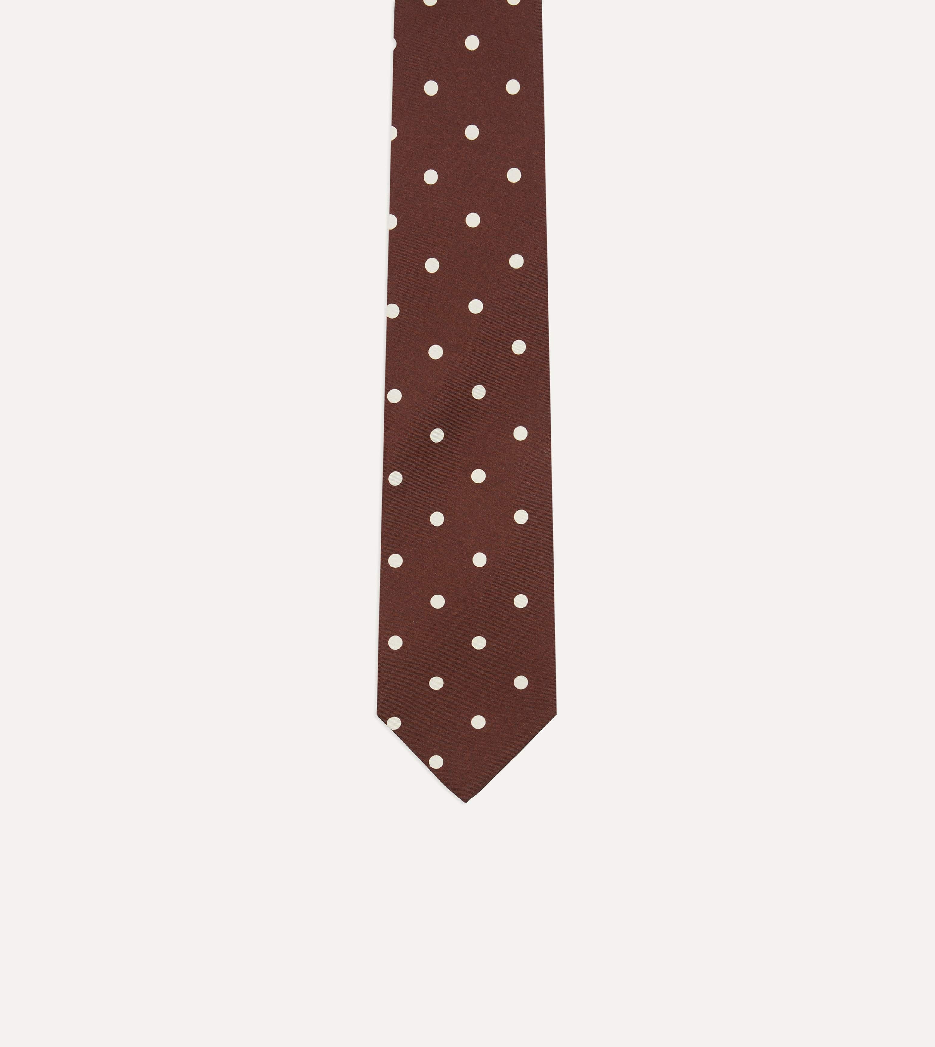 Brown Polka Dot Silk Self-Tipped Tie - Image 3