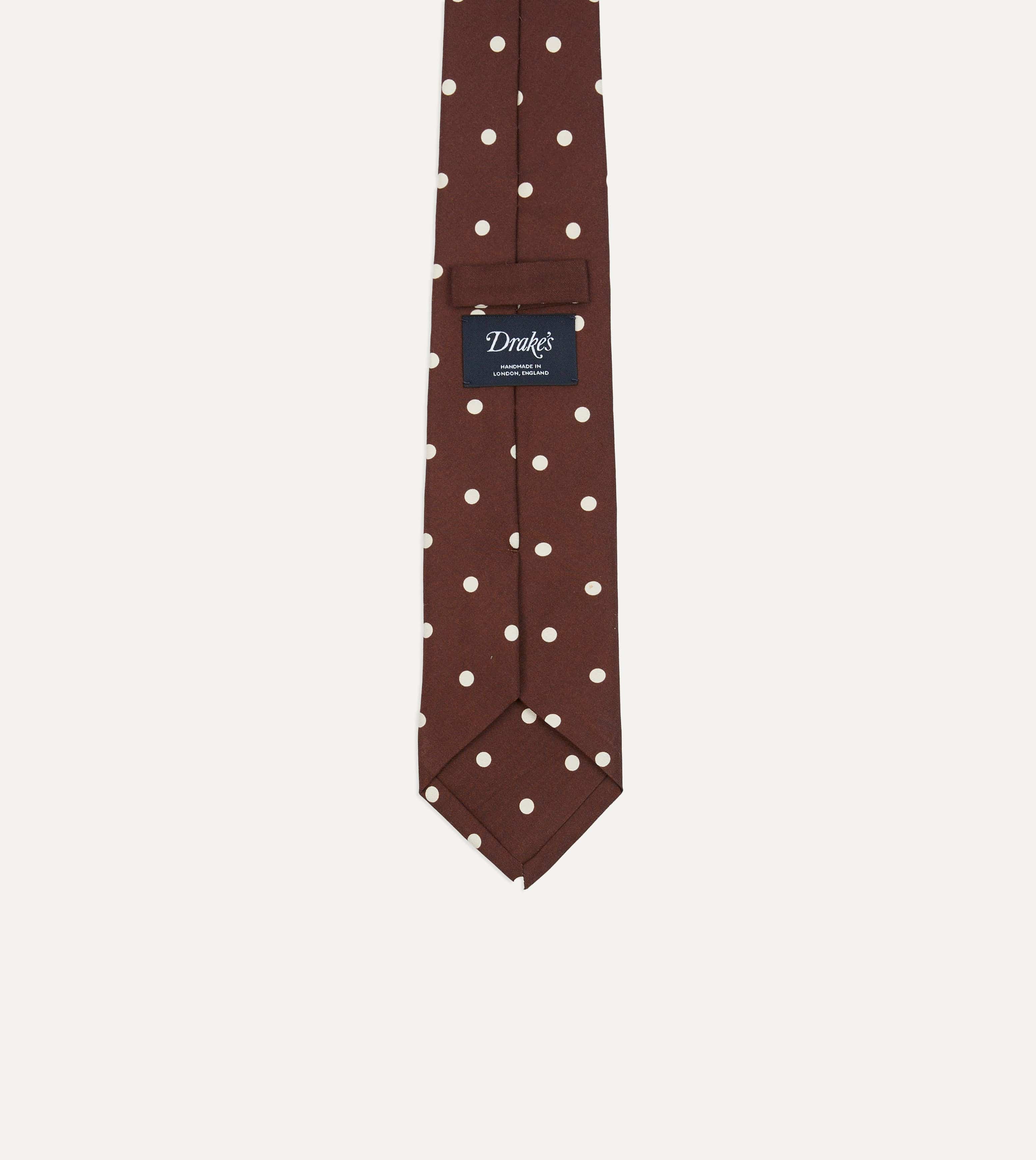 Brown Polka Dot Silk Self-Tipped Tie - Image 4
