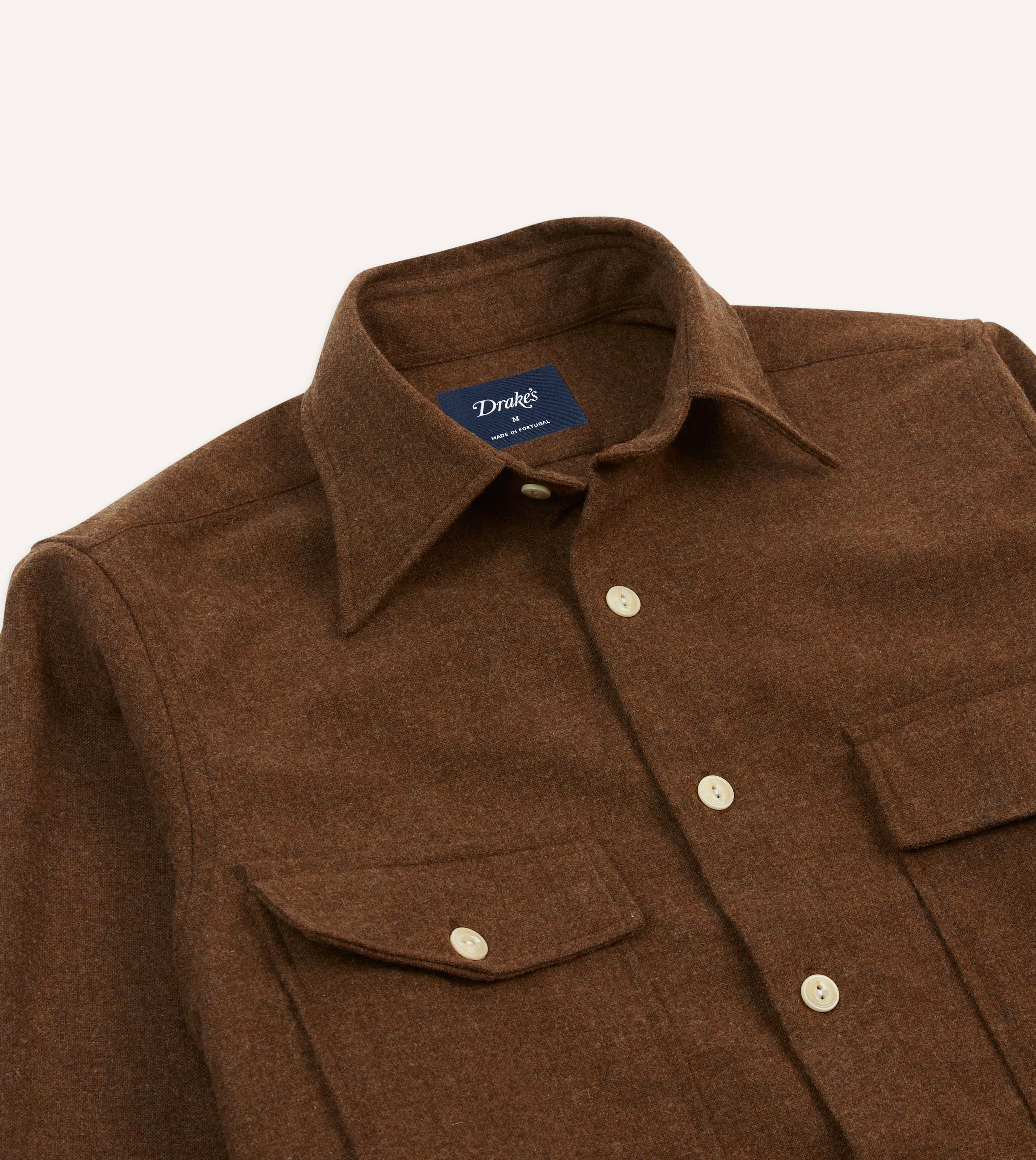 Brown Wool Two-Pocket Work Shirt - Image 3
