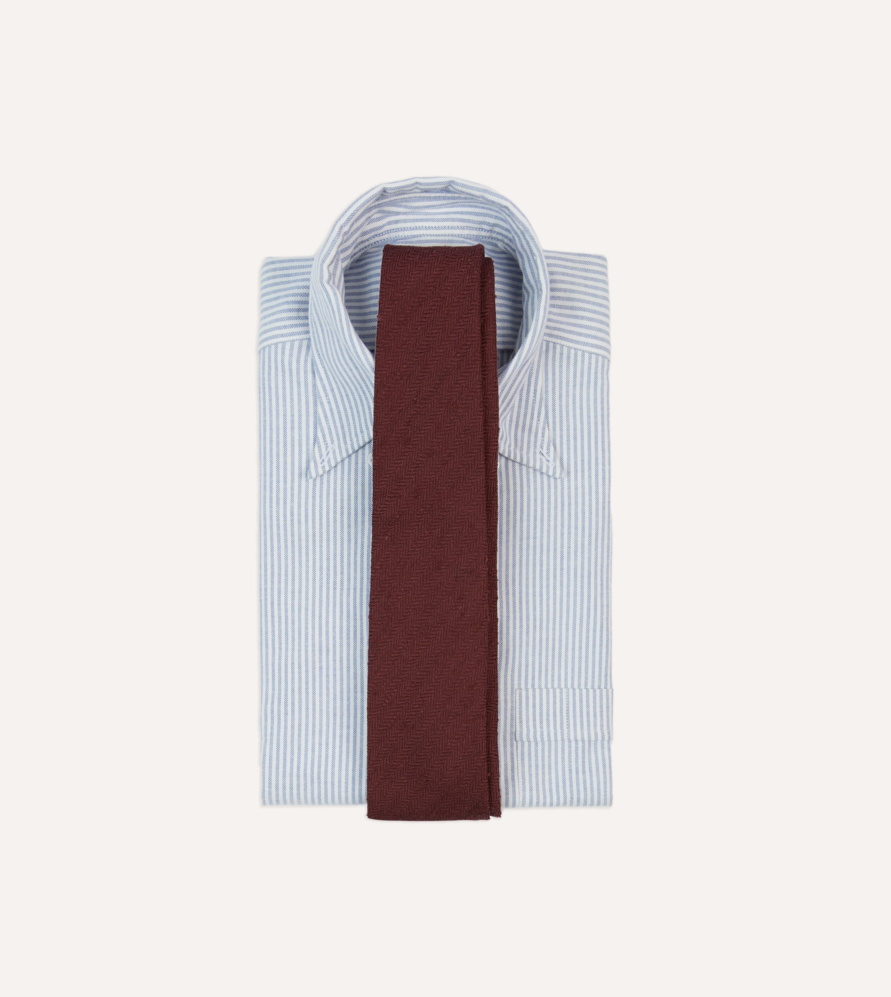 Burgundy Herringbone Shantung Silk Tipped Tie - Image 2