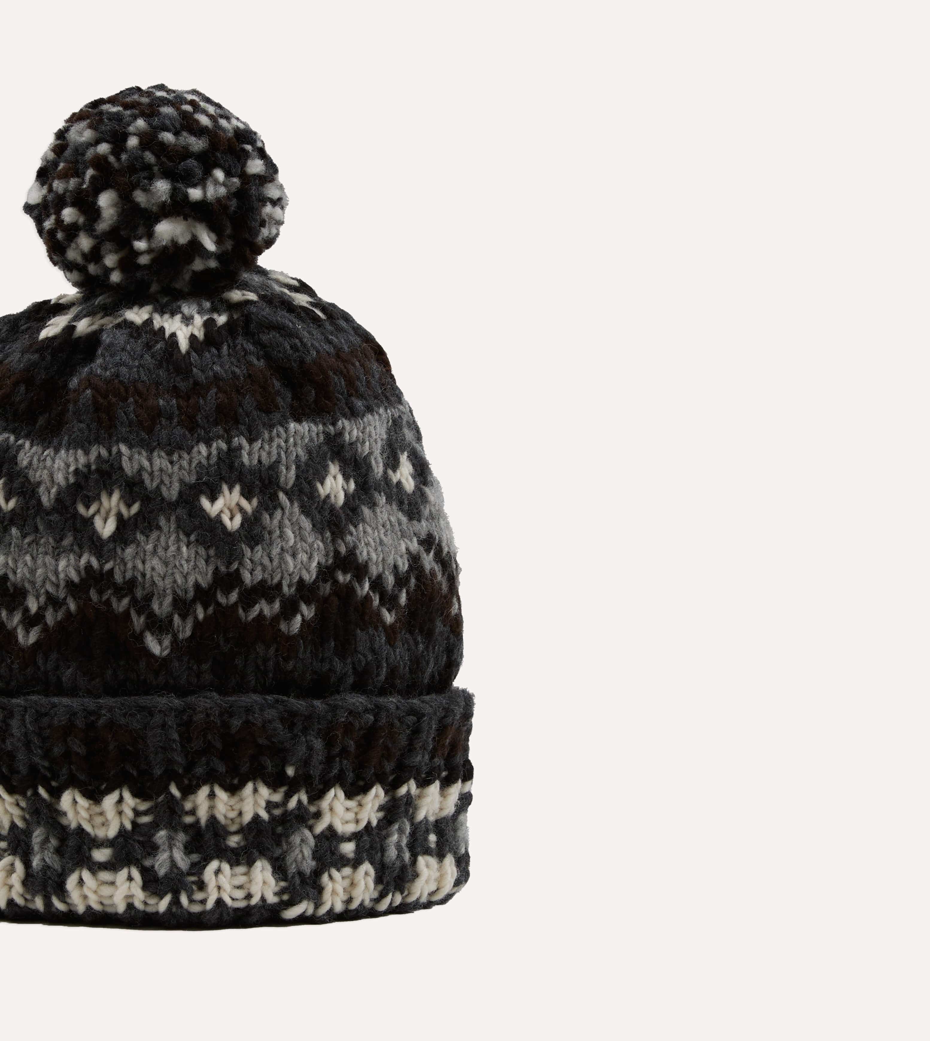 Chamula Grey Fairisle Merino Knit Cap - Image 4