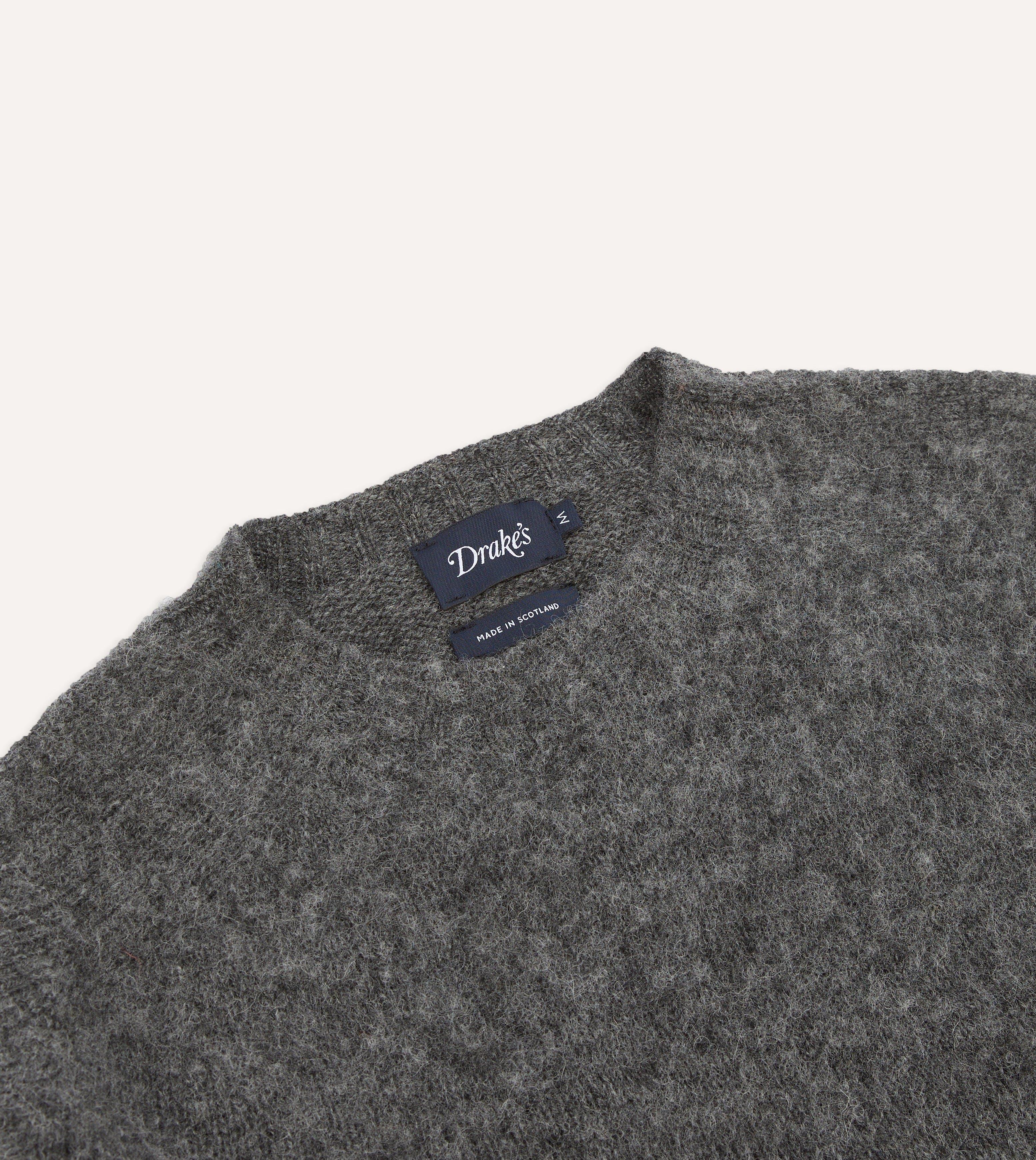Charcoal Brushed Shetland Crew Neck Jumper - Image 4