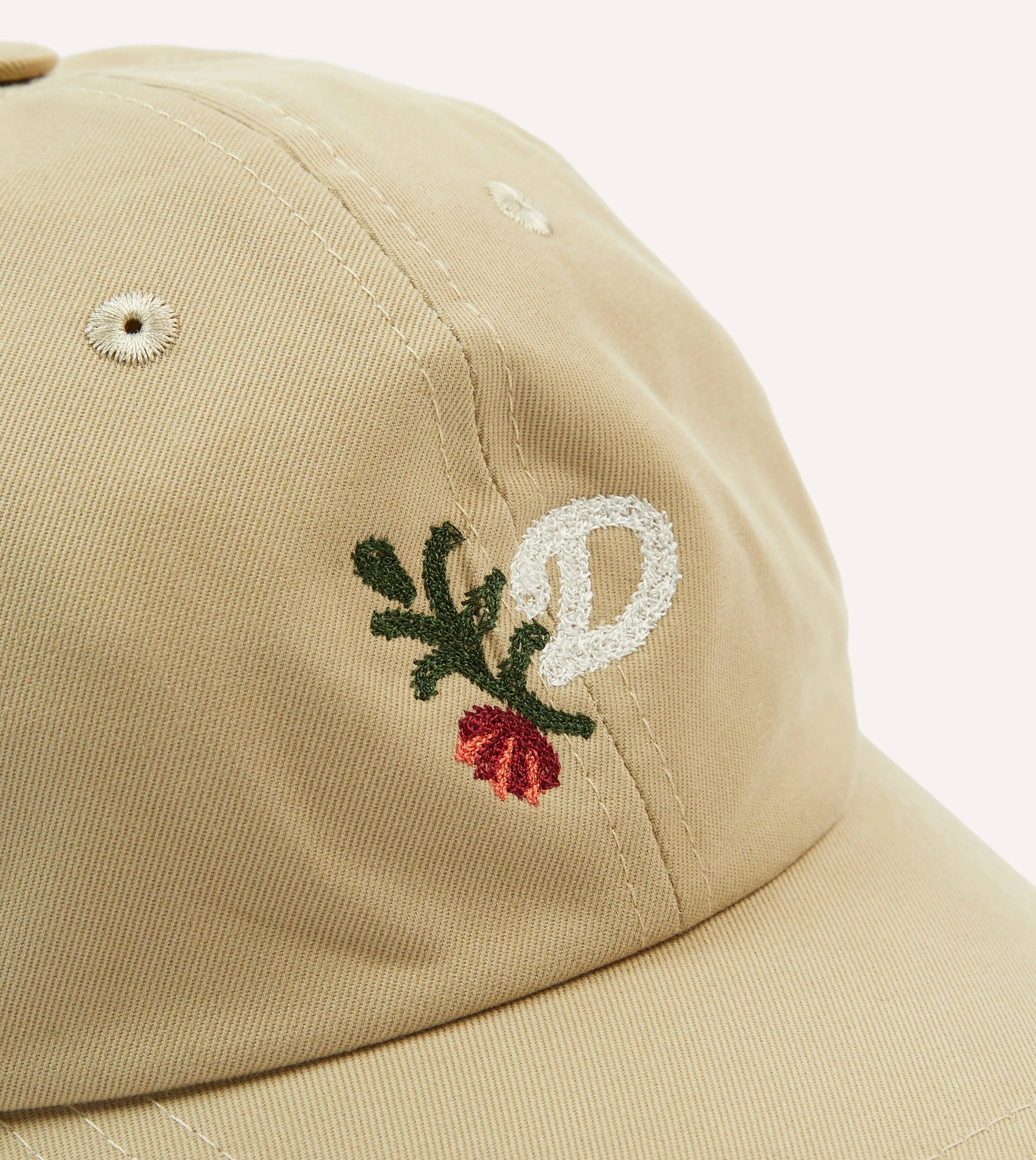 ‘D’ Flower Emblem Cotton Twill Baseball Cap - Image 3