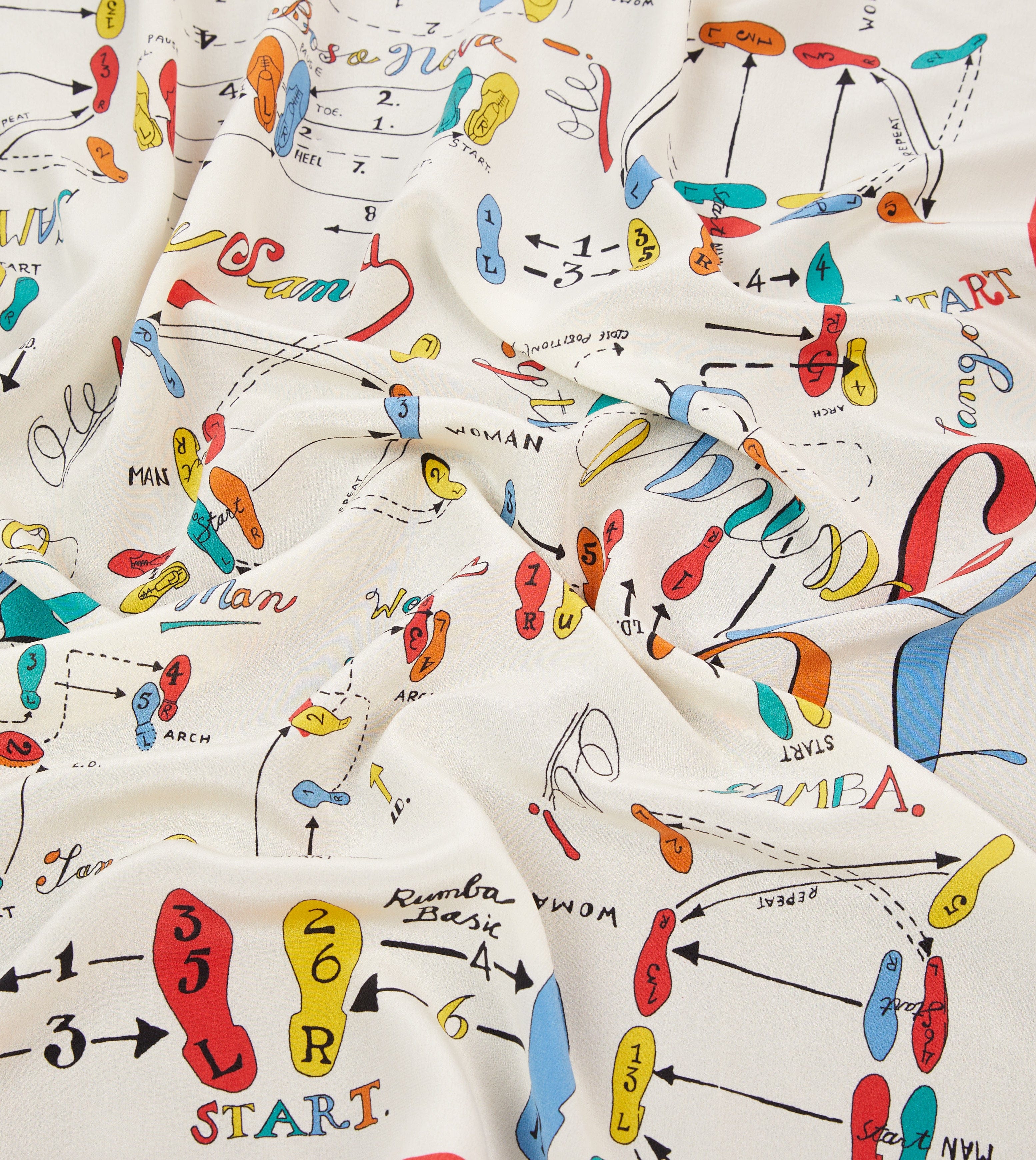 Dance Steps Print Silk Bandana - Image 2