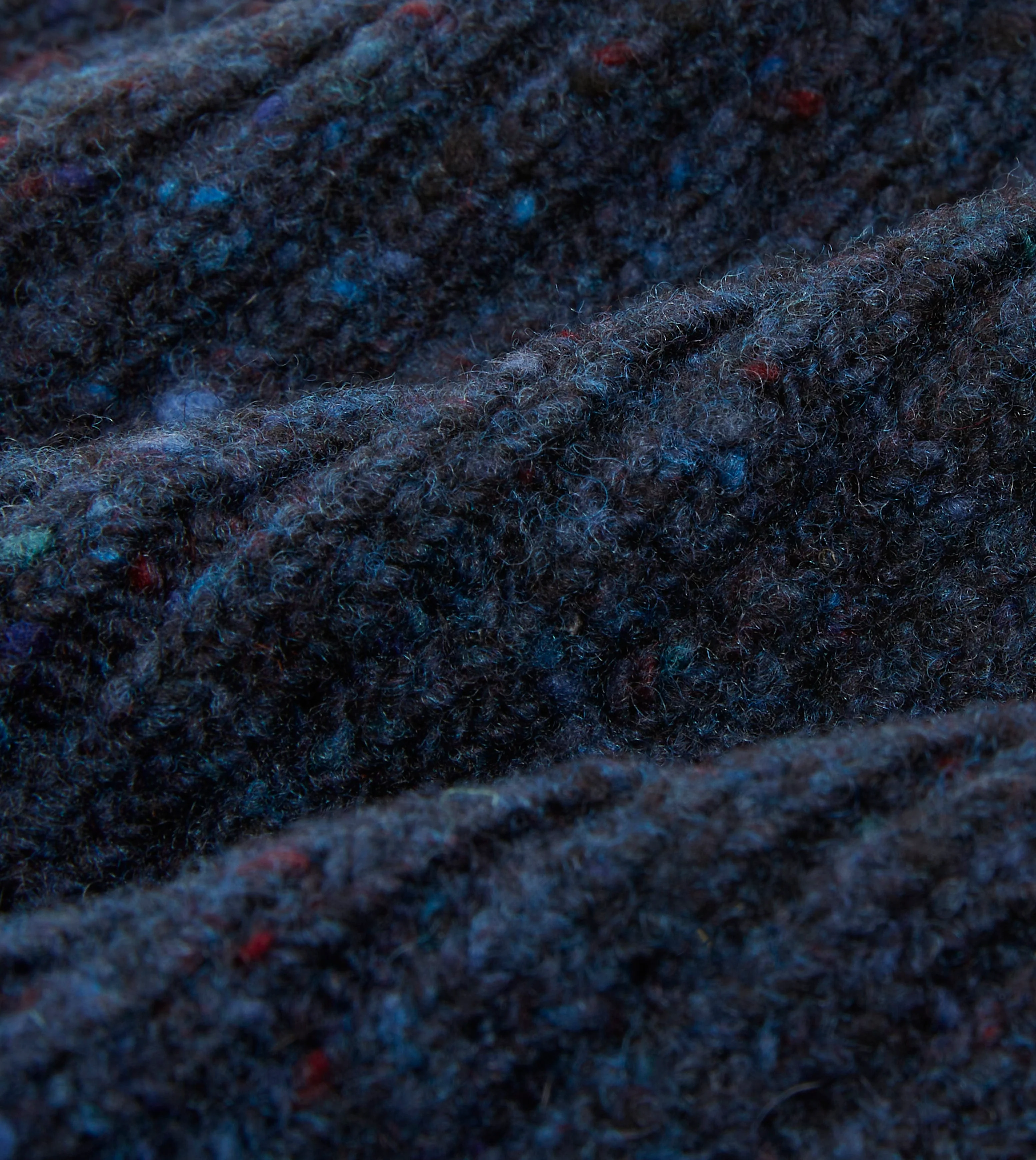 Navy Ribbed Merino Donegal Knit Cap - Image 2