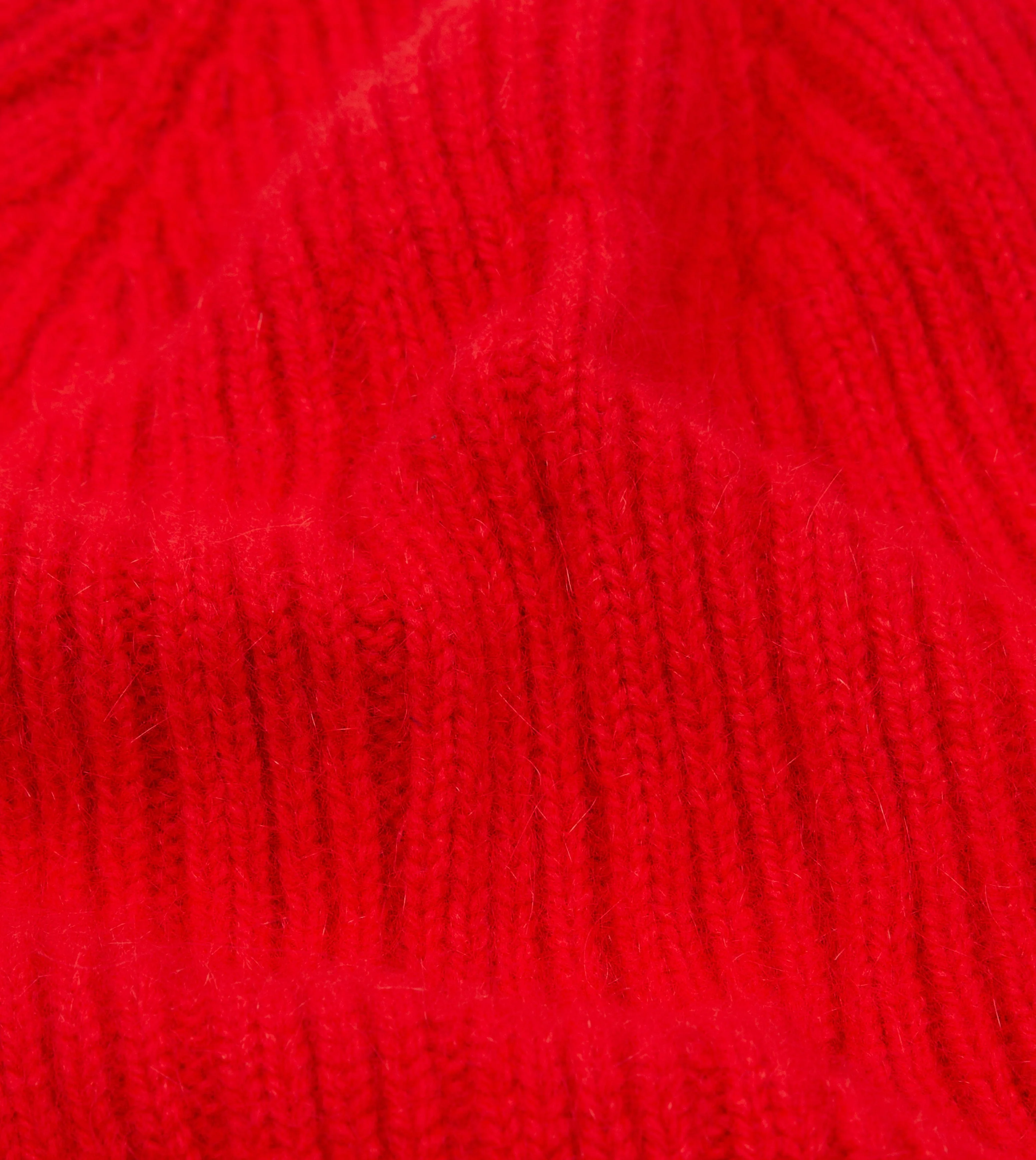 Red Angora Lambswool Ribbed Knit Cap - Image 2