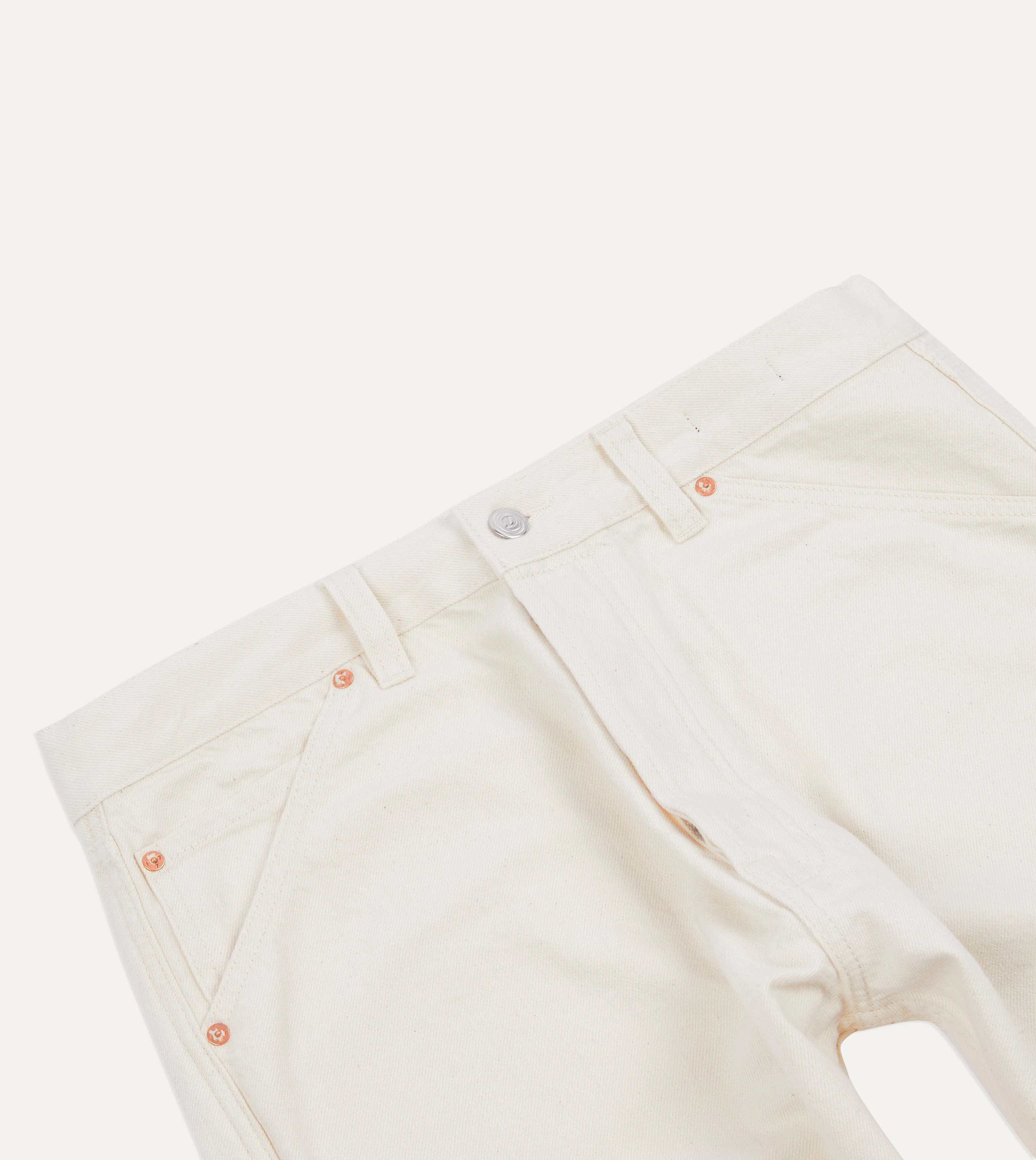 Ecru 12.7oz Selvedge Denim Tonal Stitch Five-Pocket Jeans - Image 3