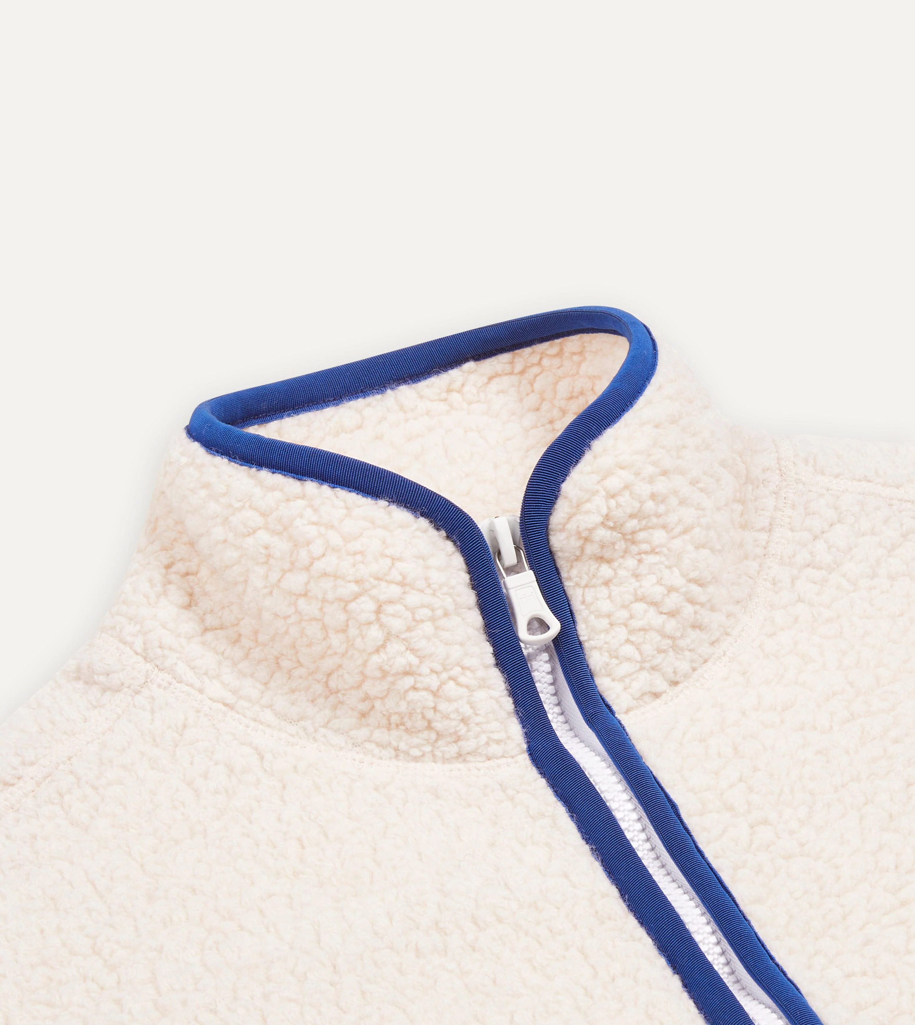 Ecru Boucle Wool Zip Fleece Jacket - Image 4