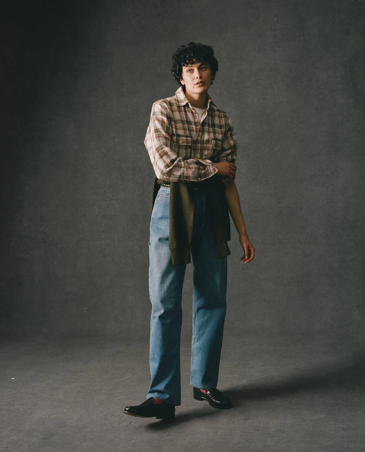 Ecru Check Cotton Two-Pocket Work Shirt - Image 8
