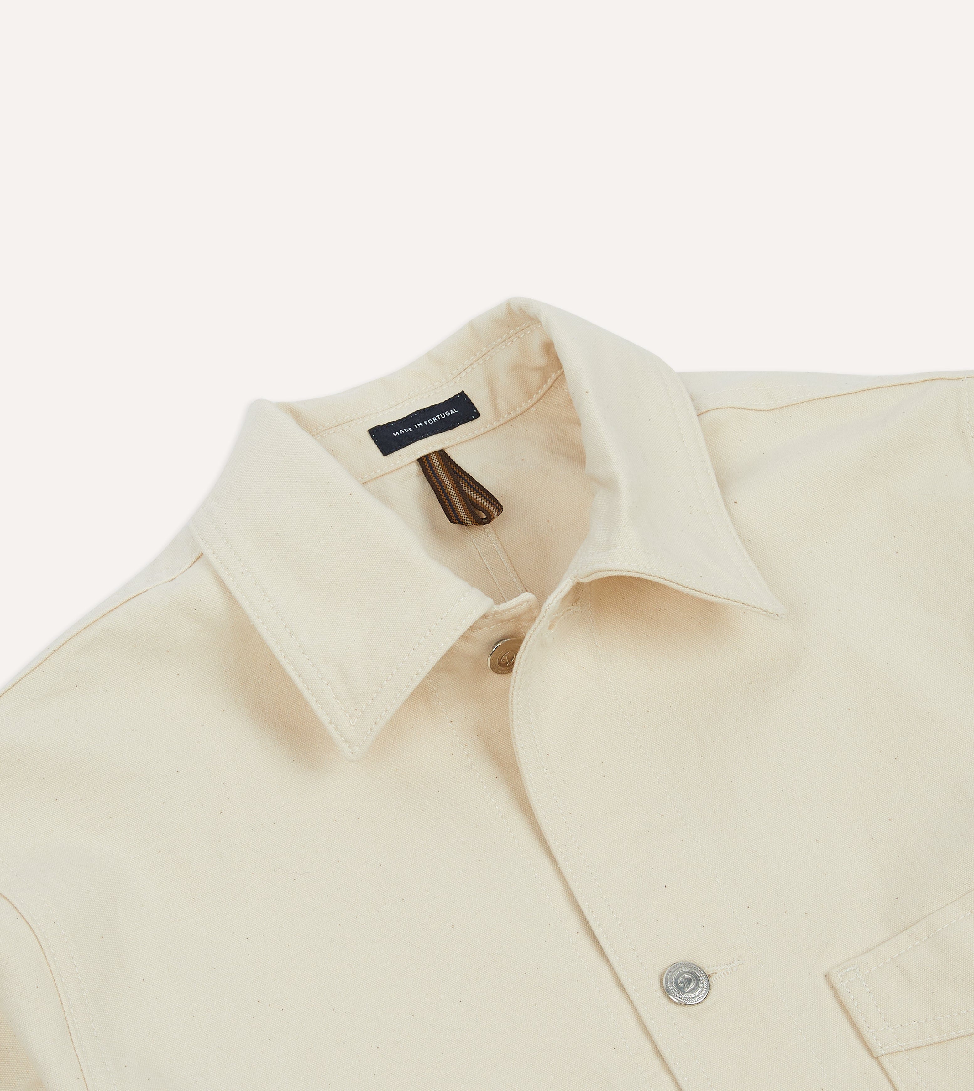 Ecru Cotton Duck Canvas Five-Pocket Chore Jacket - Image 3