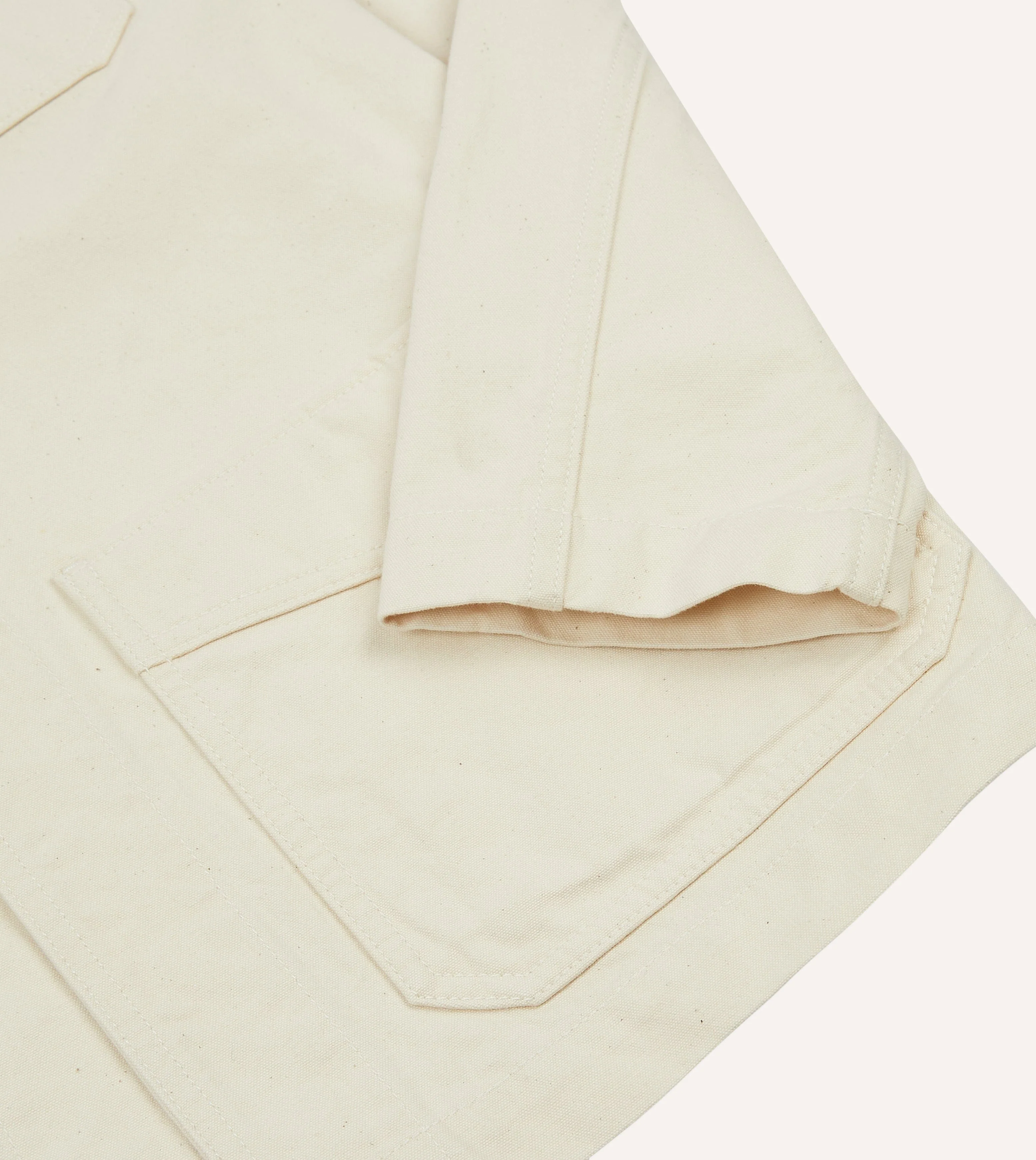 Ecru Cotton Duck Canvas Five-Pocket Chore Jacket - Image 5