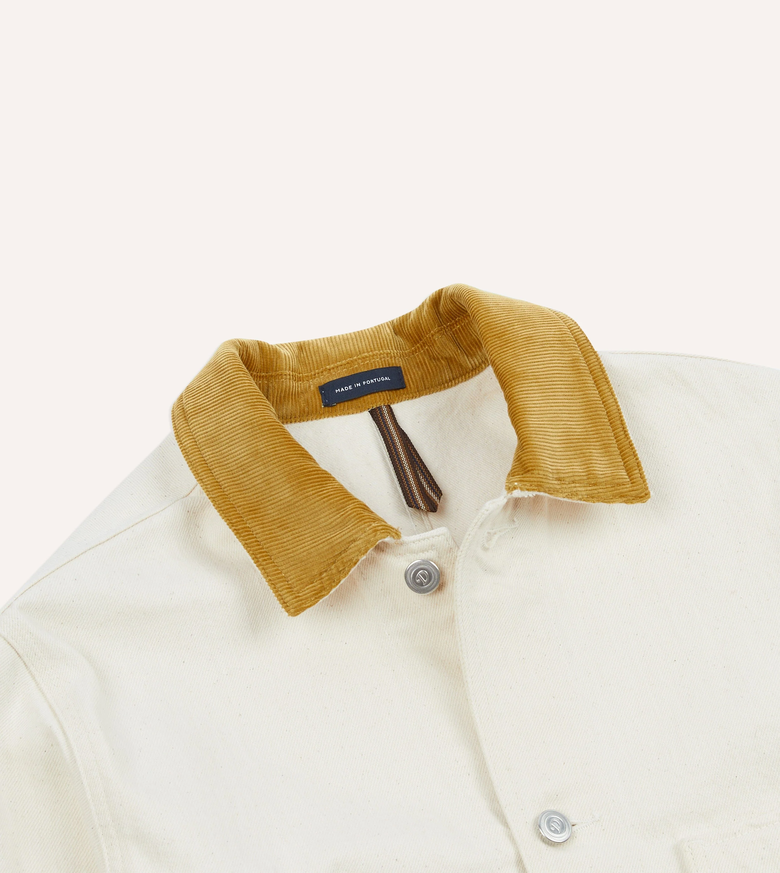 Ecru Heavy Twill Cotton Five-Pocket Chore Jacket - Image 3
