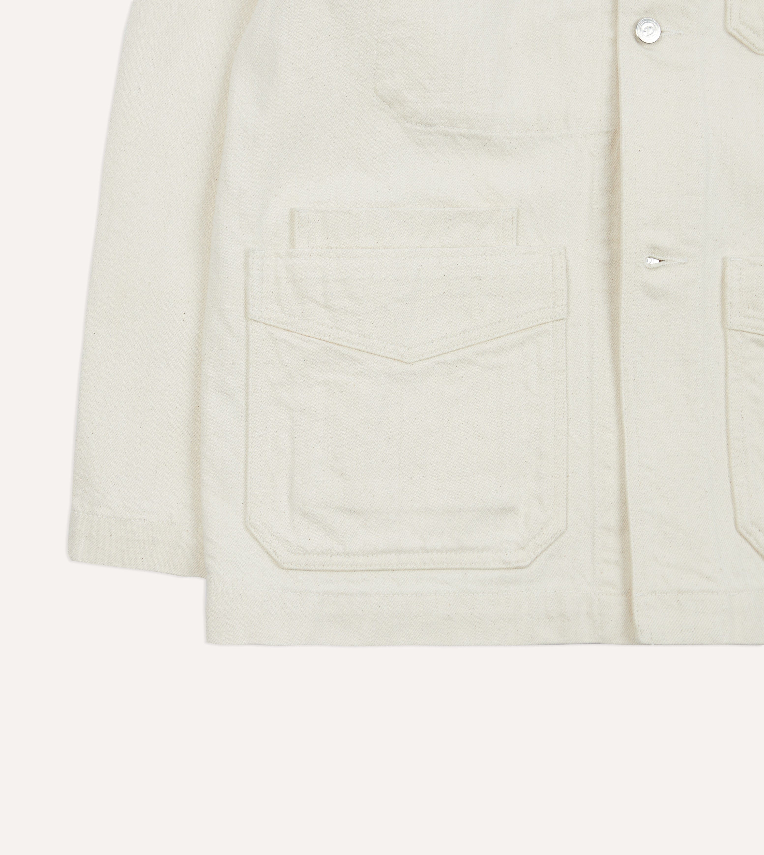 Ecru Heavy Twill Cotton Five-Pocket Chore Jacket - Image 5