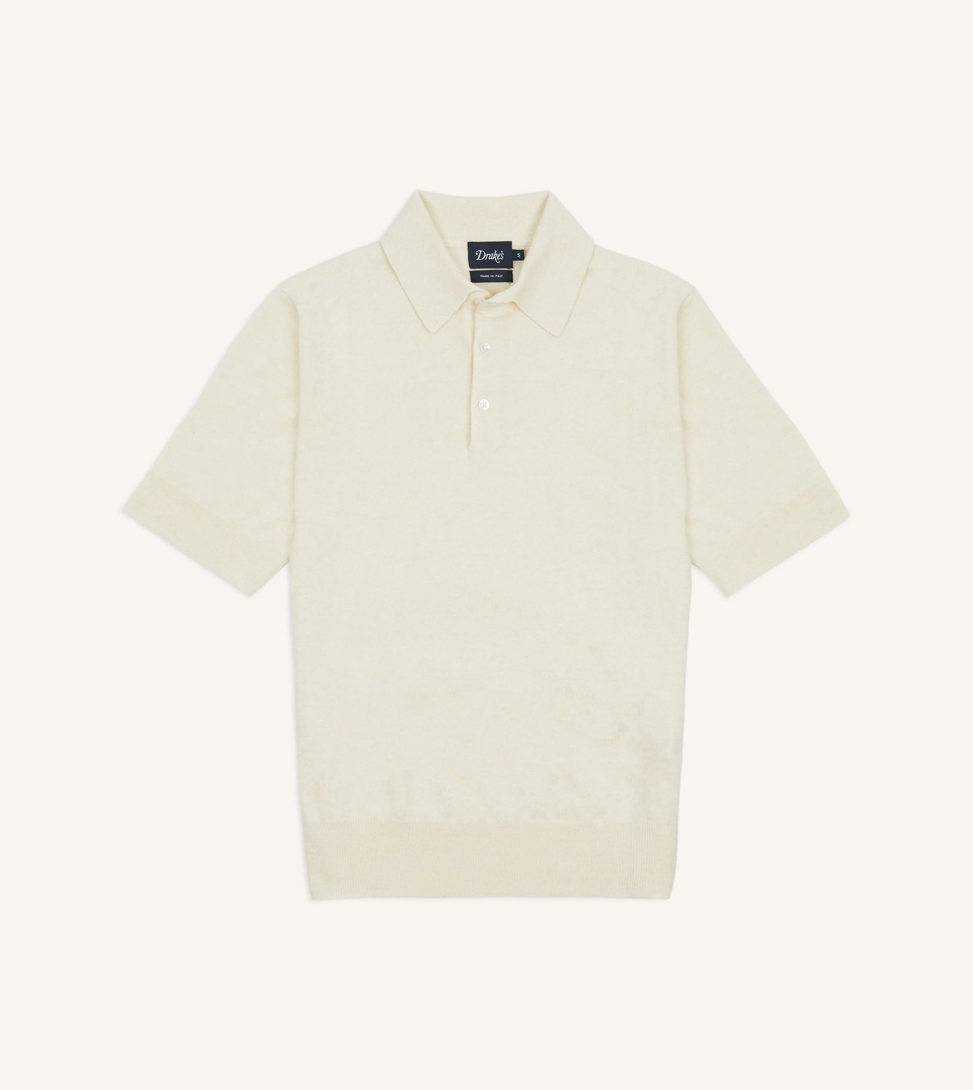 Ecru Knitted Linen-Cotton Short-Sleeve Polo Shirt