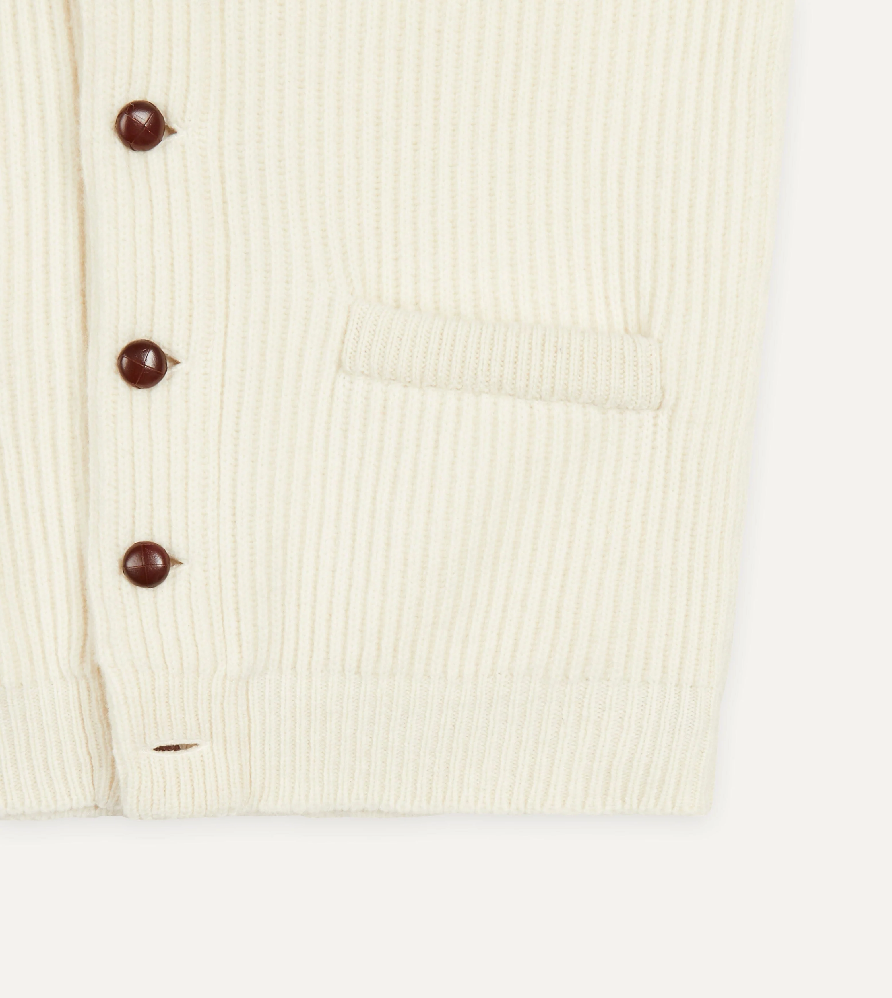 Ecru Lambswool Shawl Collar Cardigan - Image 5