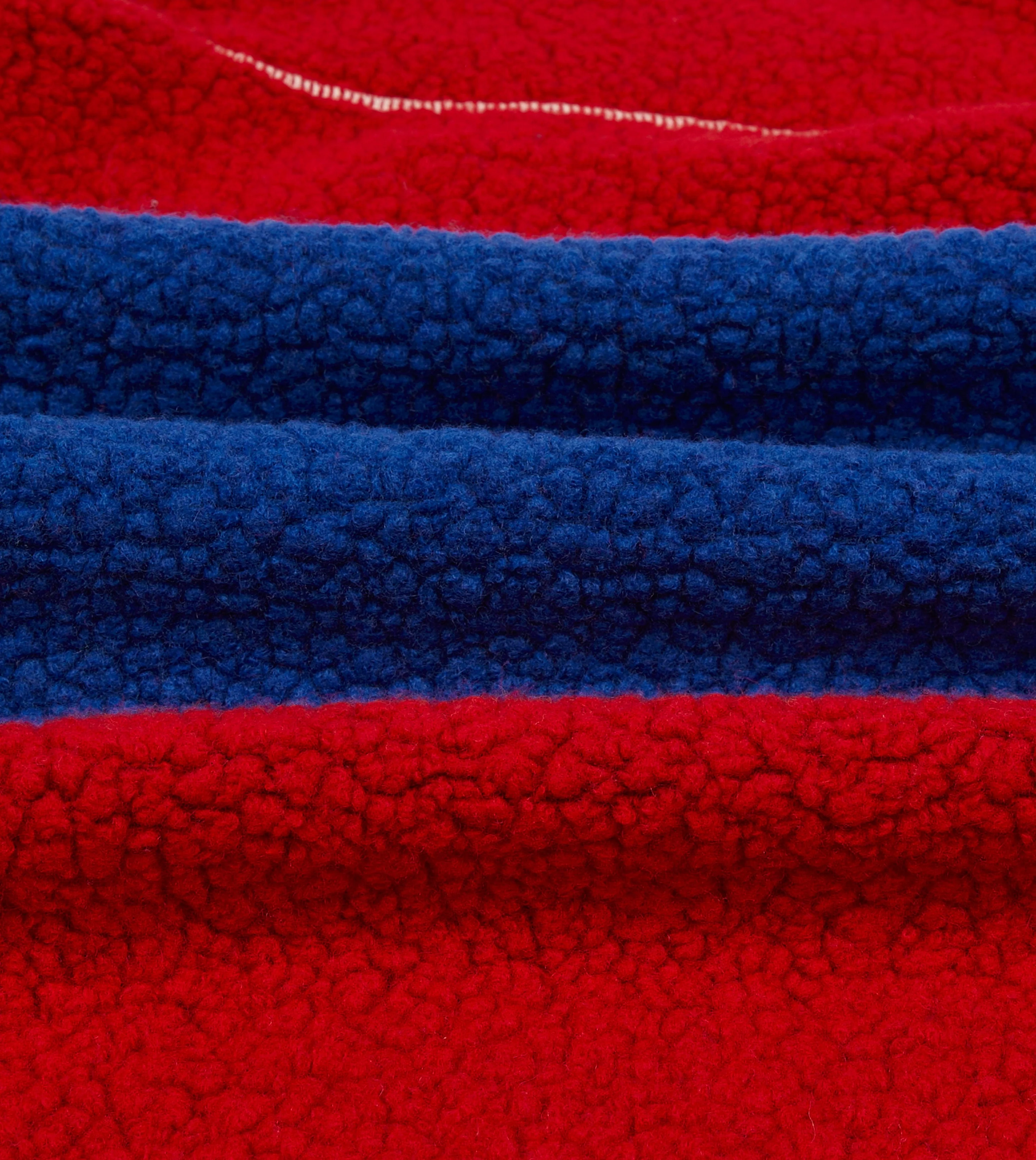 Ecru, Red and Blue Boucle Wool Zip Fleece Jacket - Image 2