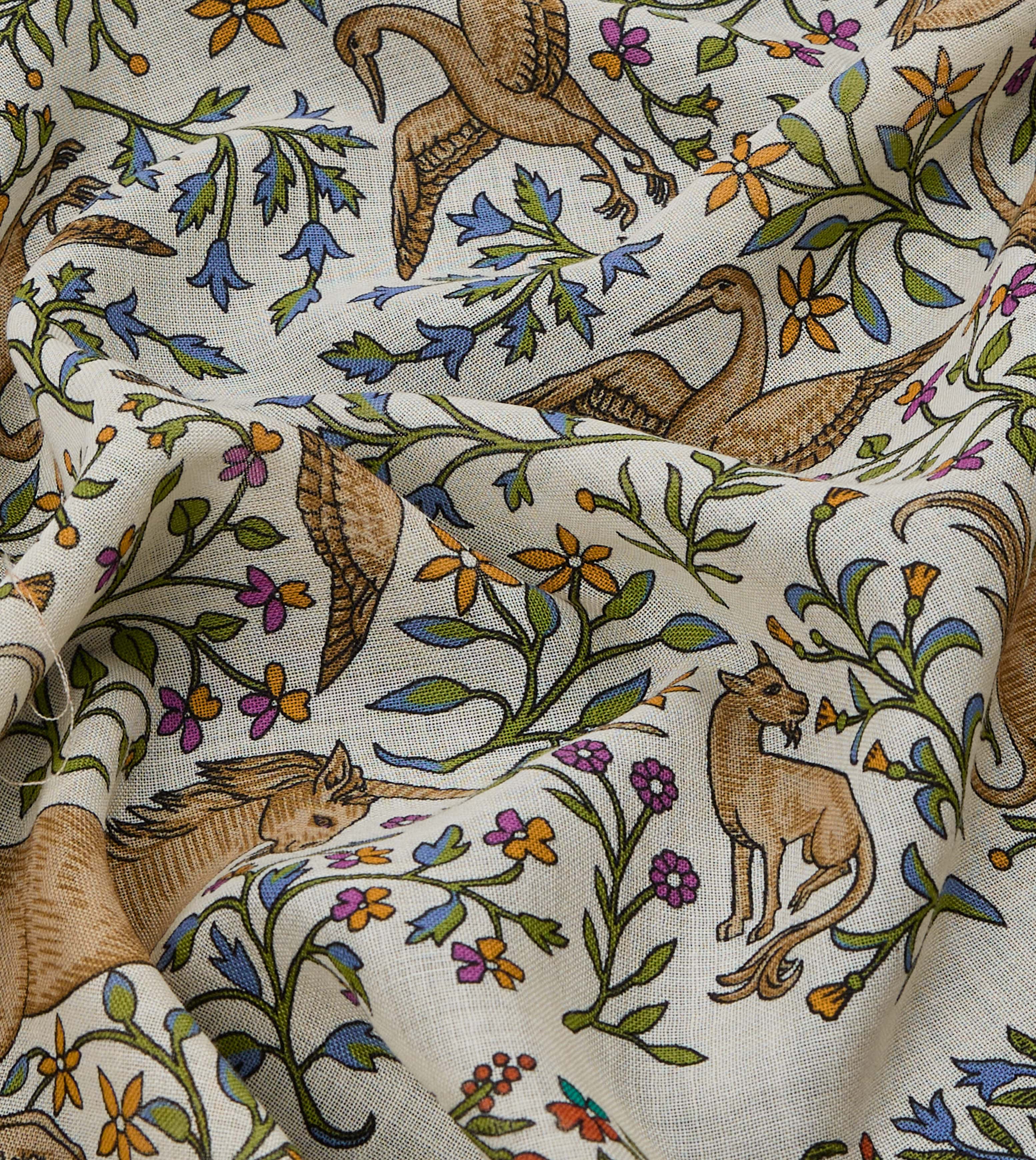 Ecru Unicorn Print Wool-Silk Bandana - Image 2