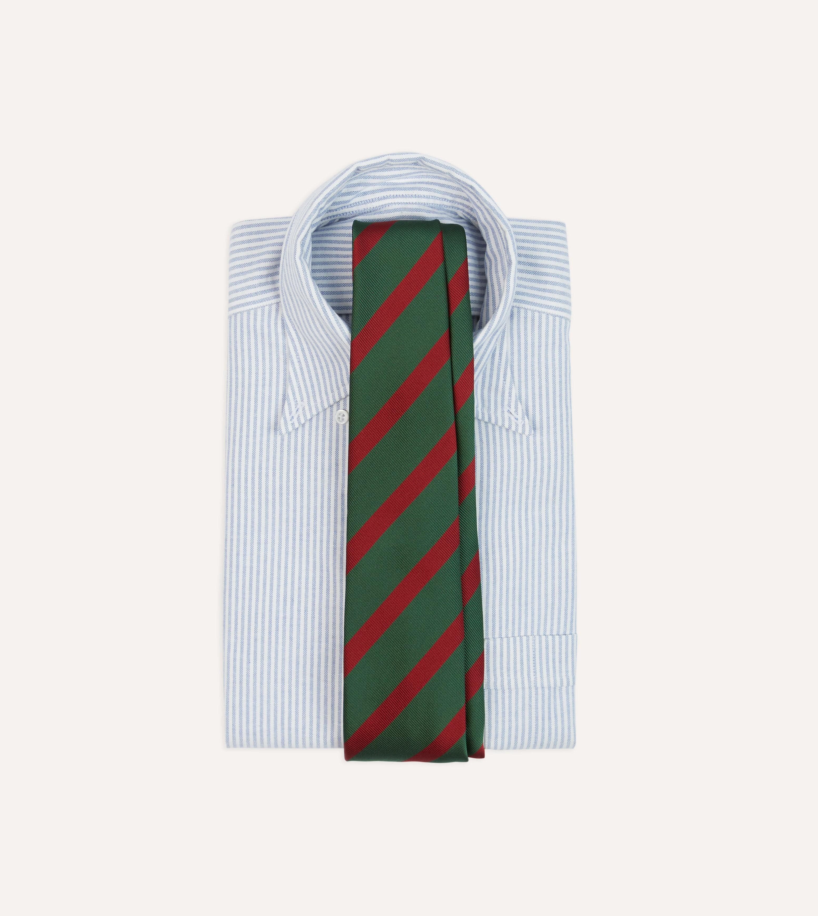 Green and Red Dual Stripe Mogador Silk Tipped Tie - Image 2