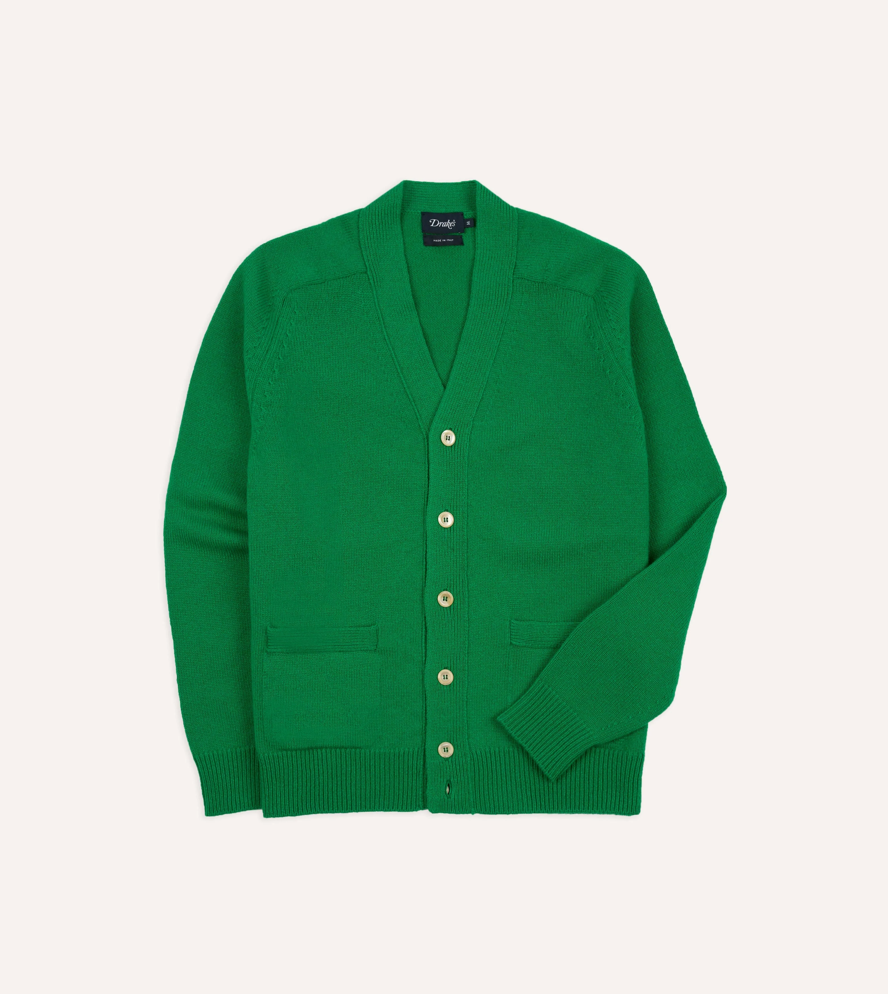 Green Lambswool 6 Button Cardigan