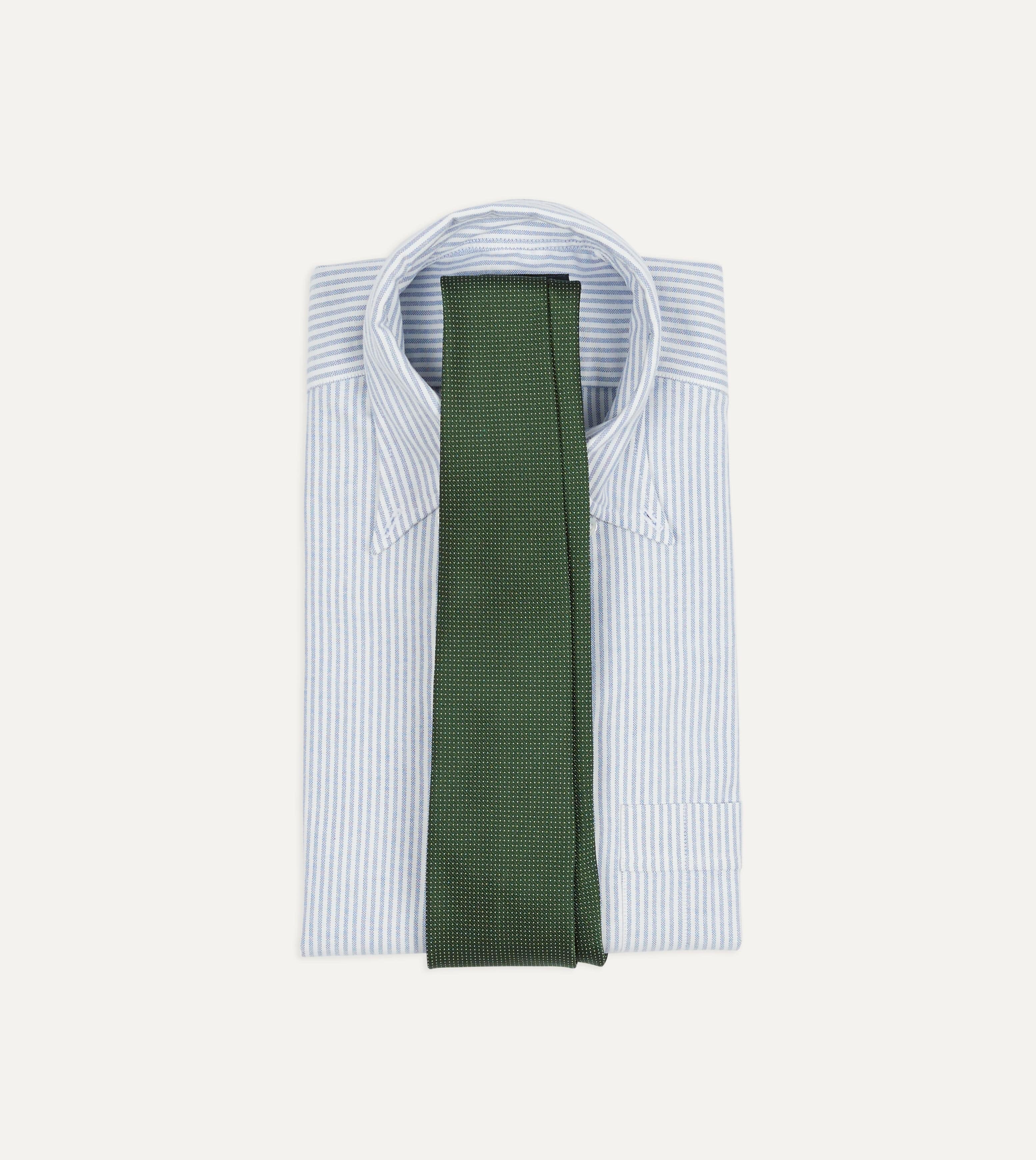Green Micro Polka Dot Embroidered Tipped Tie - Image 2