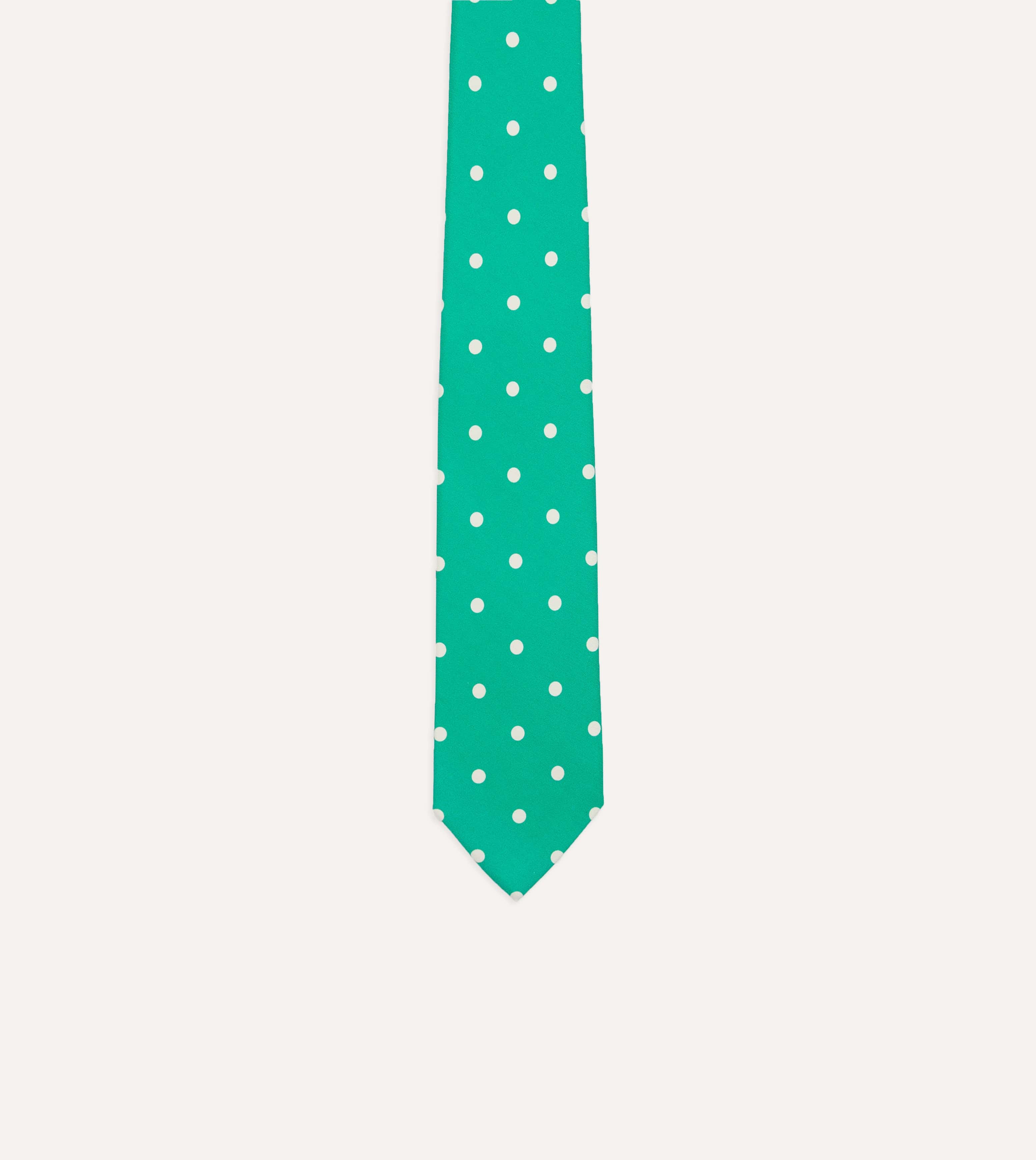 Green Polka Dot Silk Self-Tipped Tie - Image 3