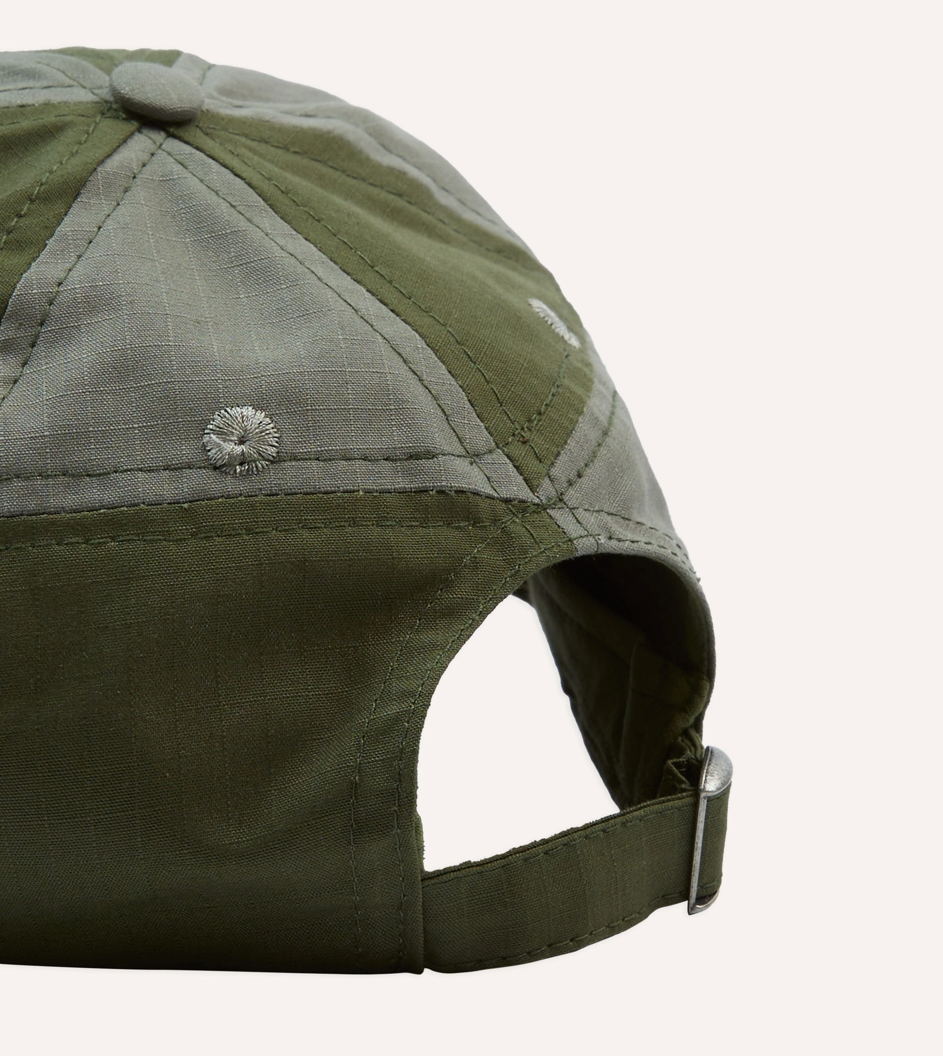 Green Ripstop Cotton Patchwork Baseball Cap - Image 2