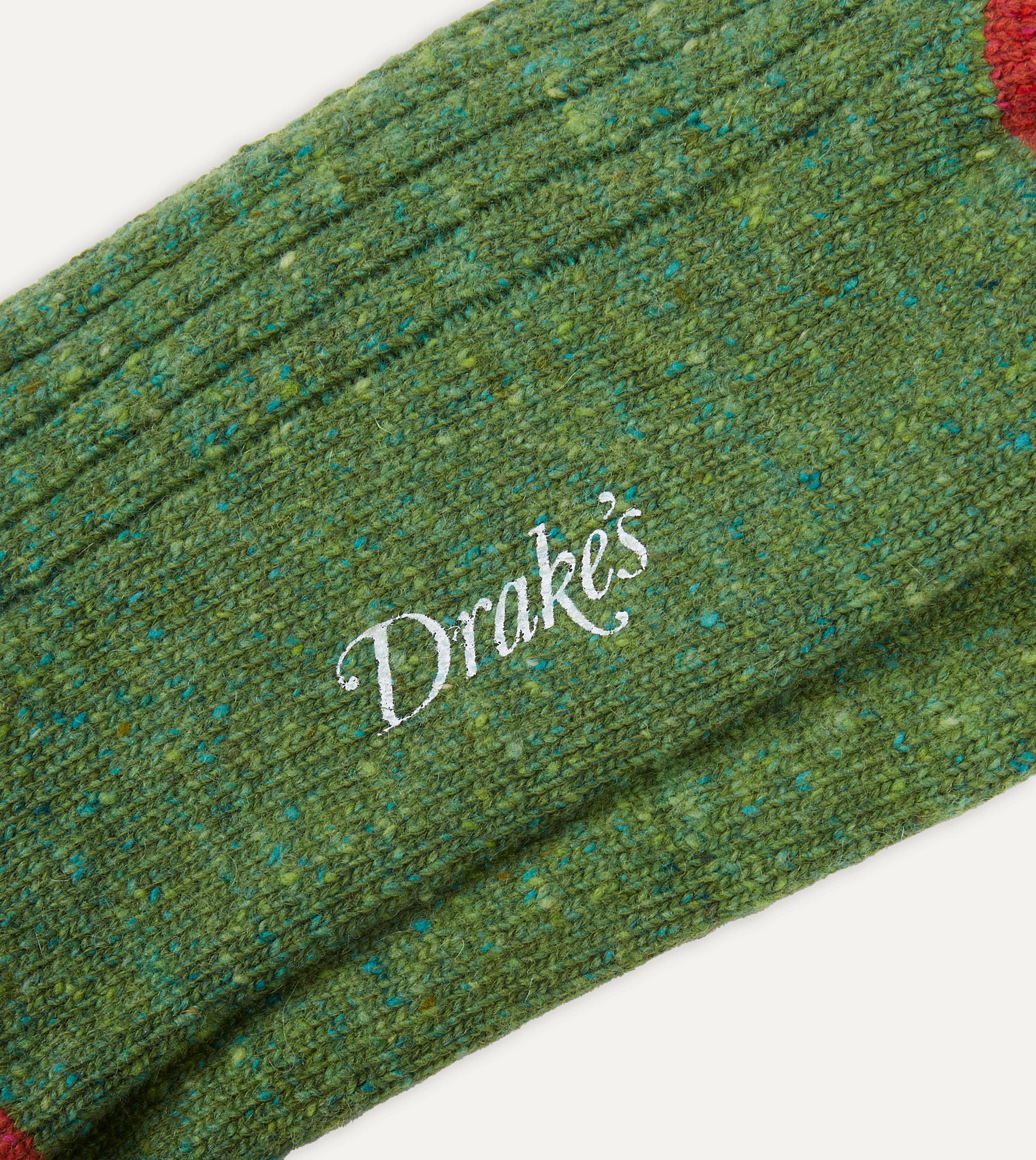 Green Striped Donegal Wool Socks - Image 2