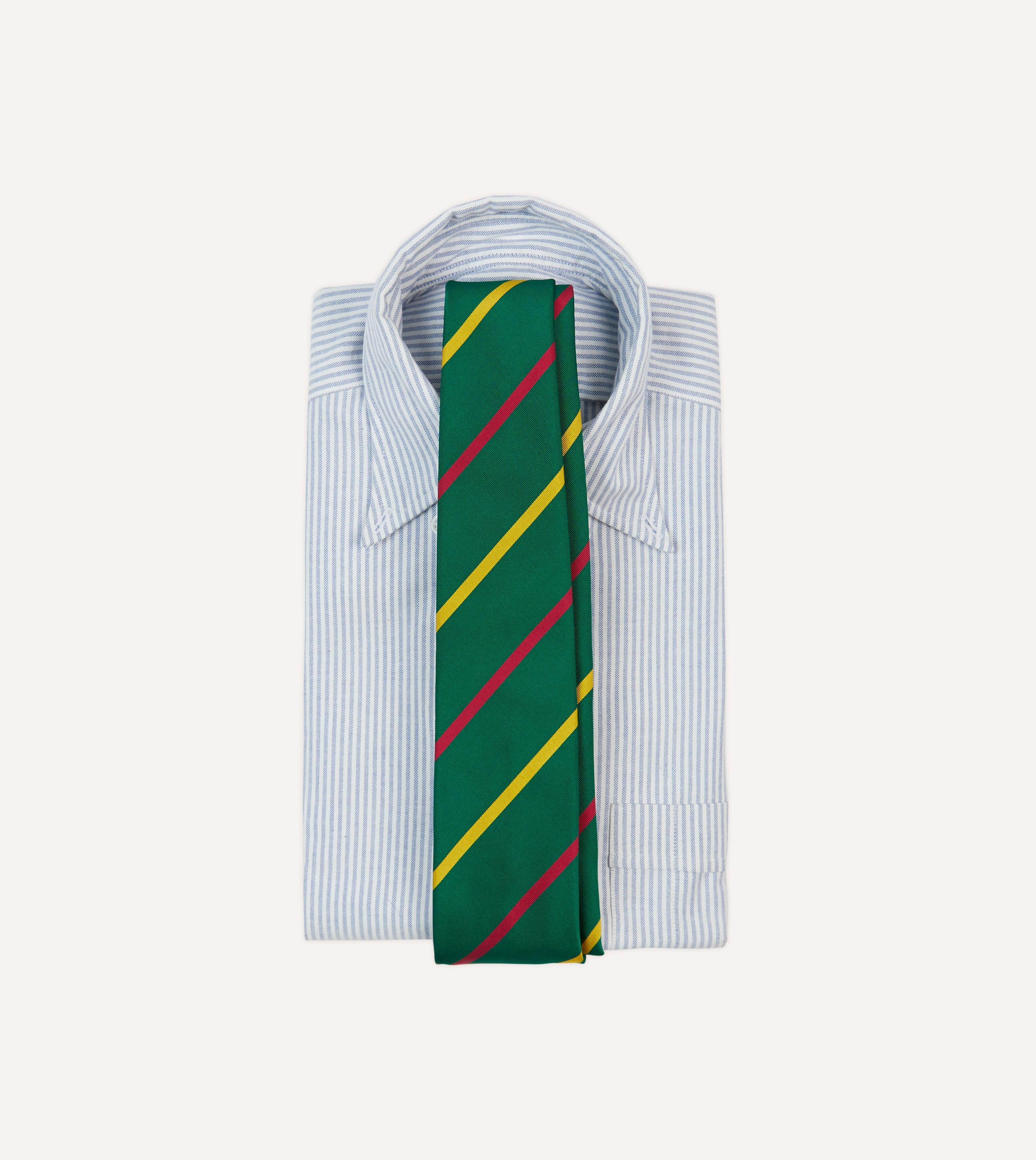 Green, Yellow and Pink Bar Stripe Mogador Silk Tipped Tie - Image 2
