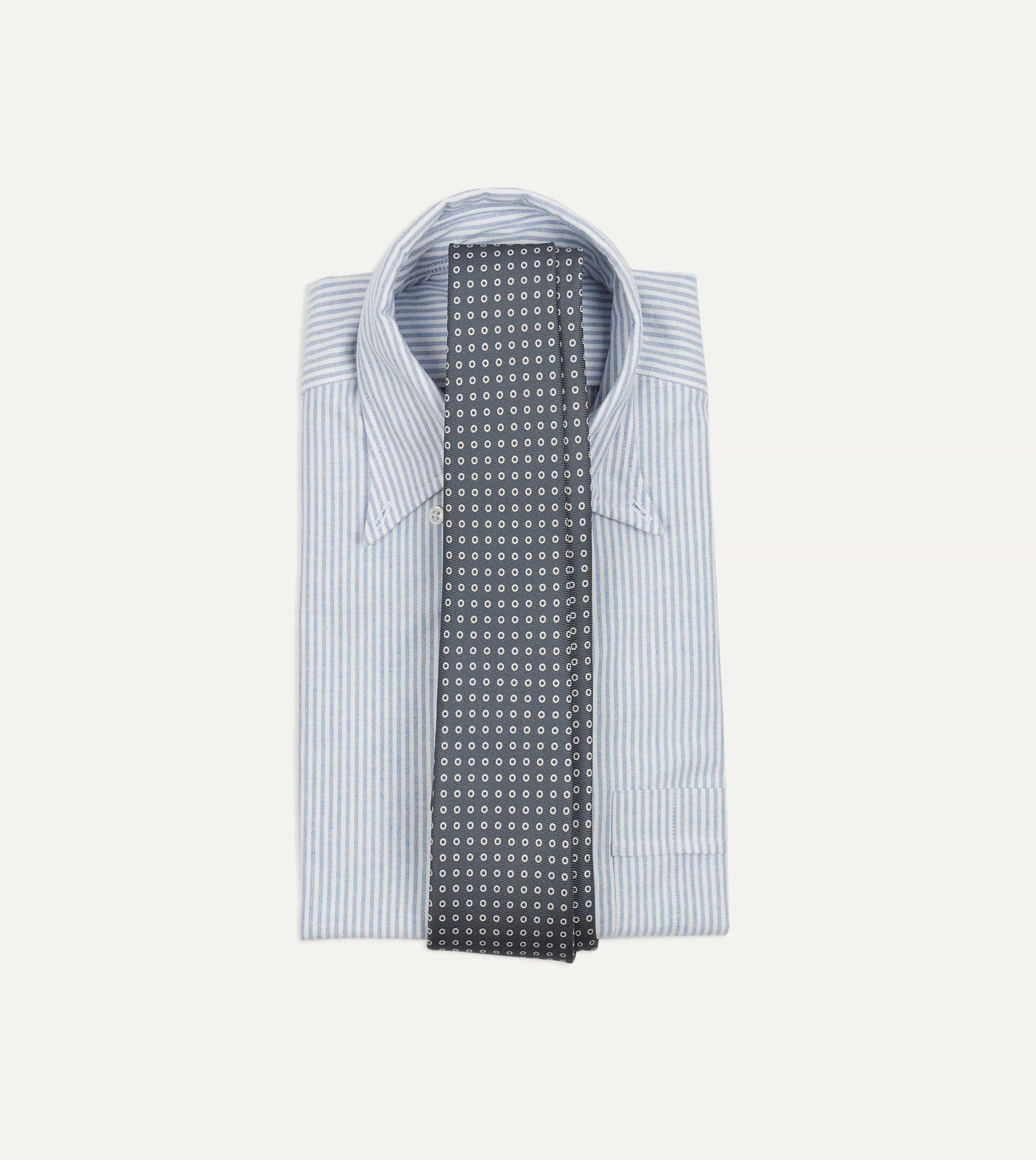 Grey Mini Circular Dot Silk Self Tipped Tie - Image 2