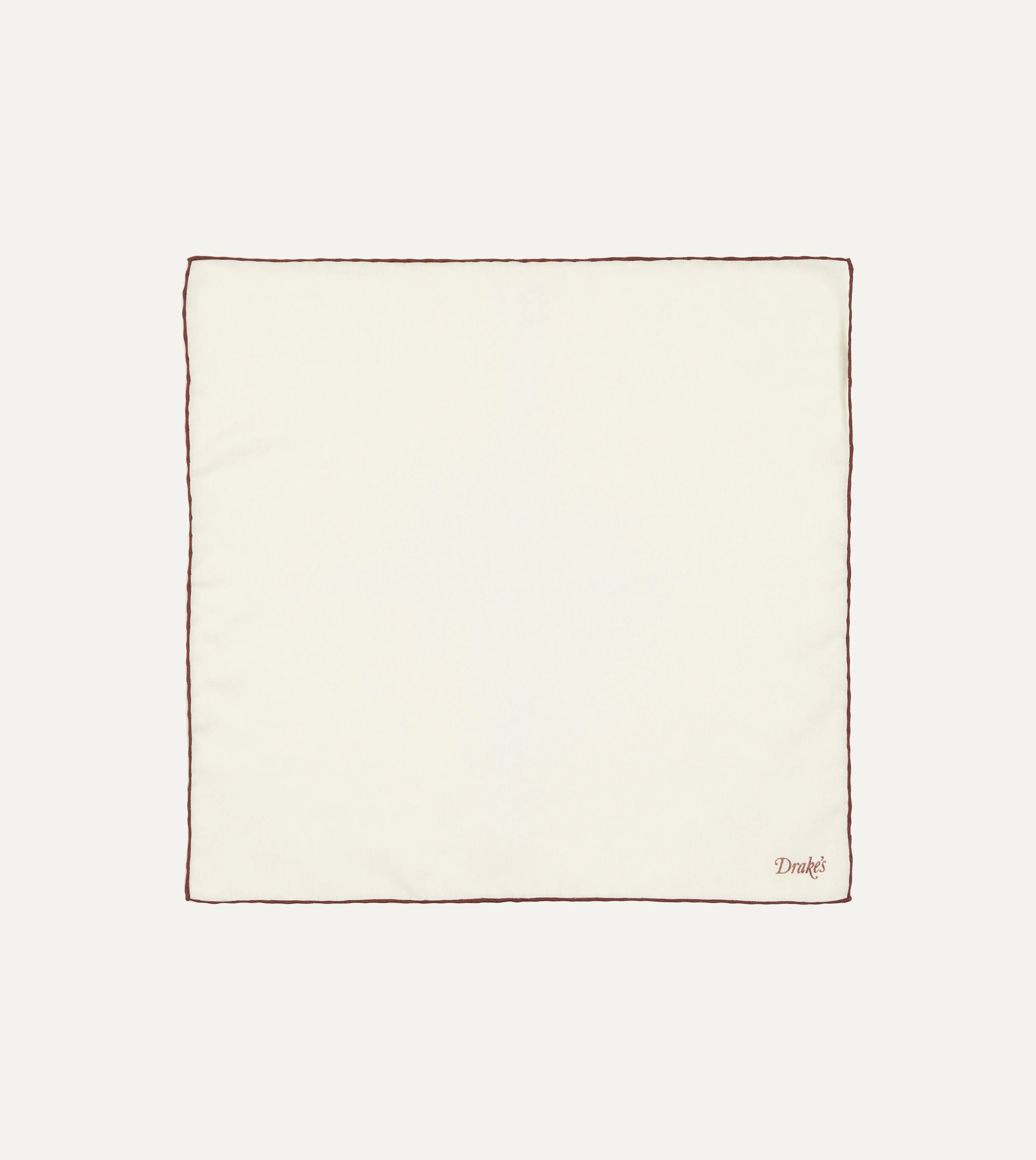 Ivory and Burgundy Shoestring Border Silk Pocket Square