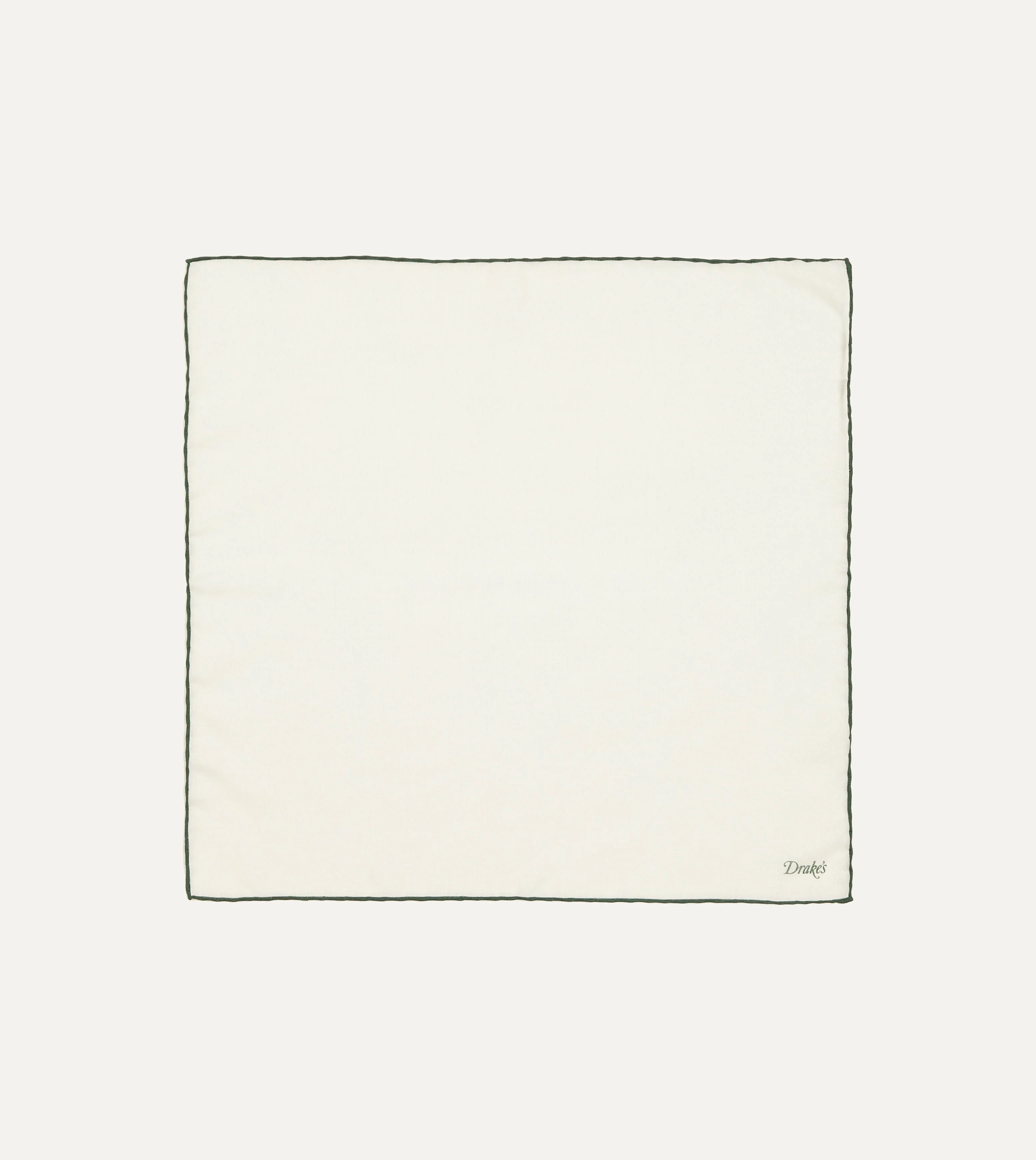 Ivory and Green Shoestring Border Silk Pocket Square